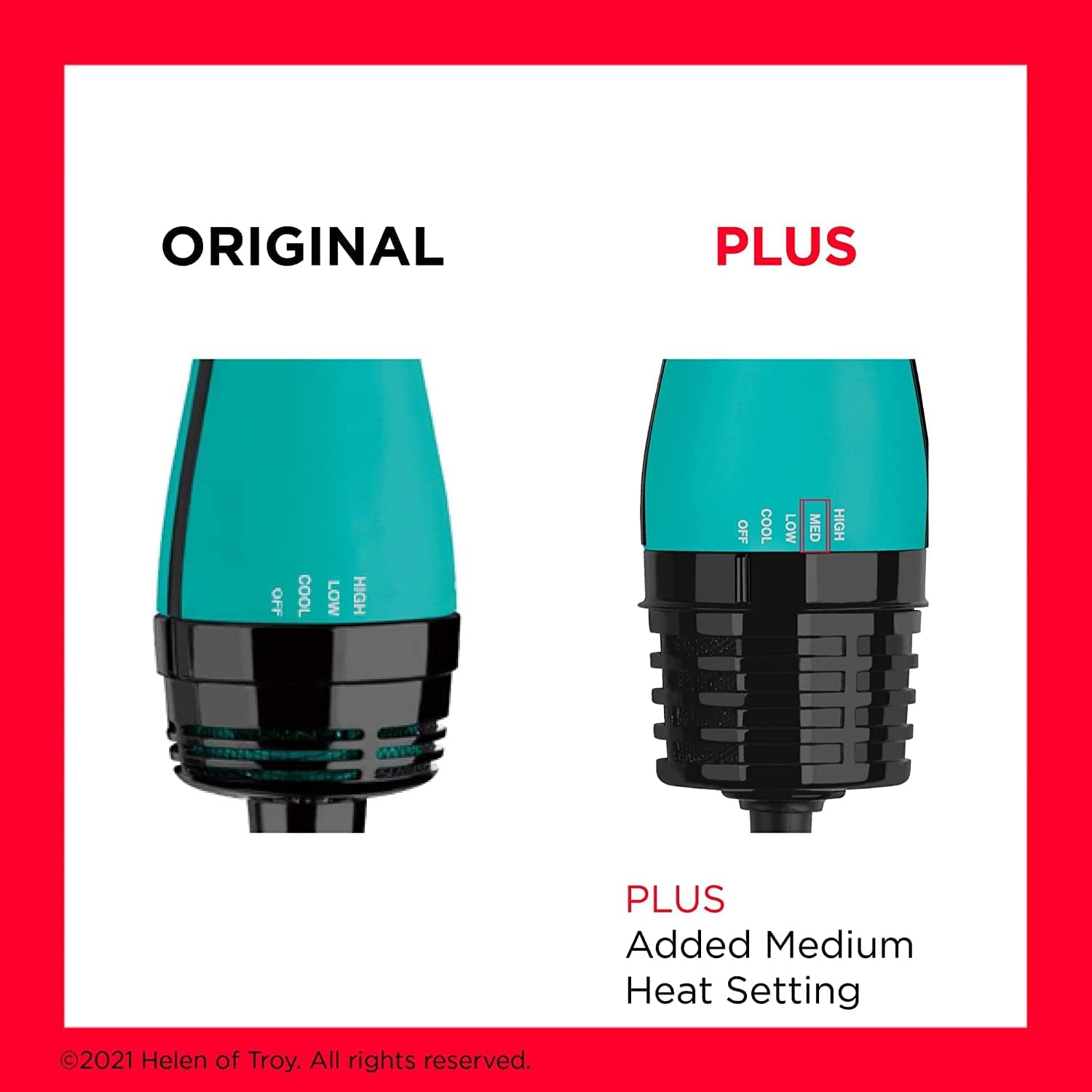 REVLON Salon One-Step Original 1.0 Hair Dryer and Volumizer Hot Air Brush, Teal - Diffuser, Ionic Technology, Adjustable Heat Settings, Cool Tip, Dryer Attachment - Image 3