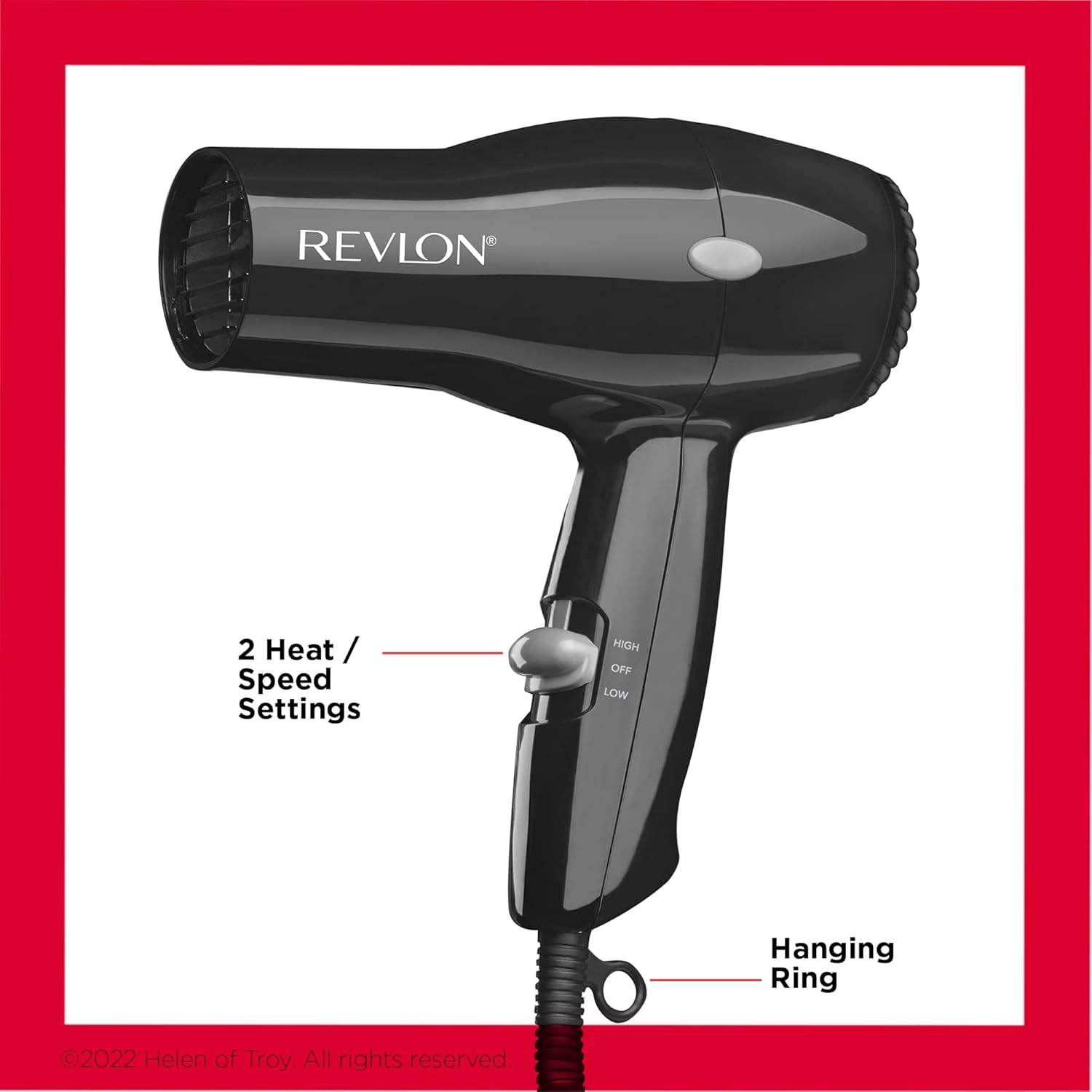 REVLON Turbo Hair Dryer | 1875 Watts of Maximum Shine, Fast Dry (Silver) & Compact Hair Dryer | 1875W Lightweight Design, Perfect for Travel, (Black) - Image 7