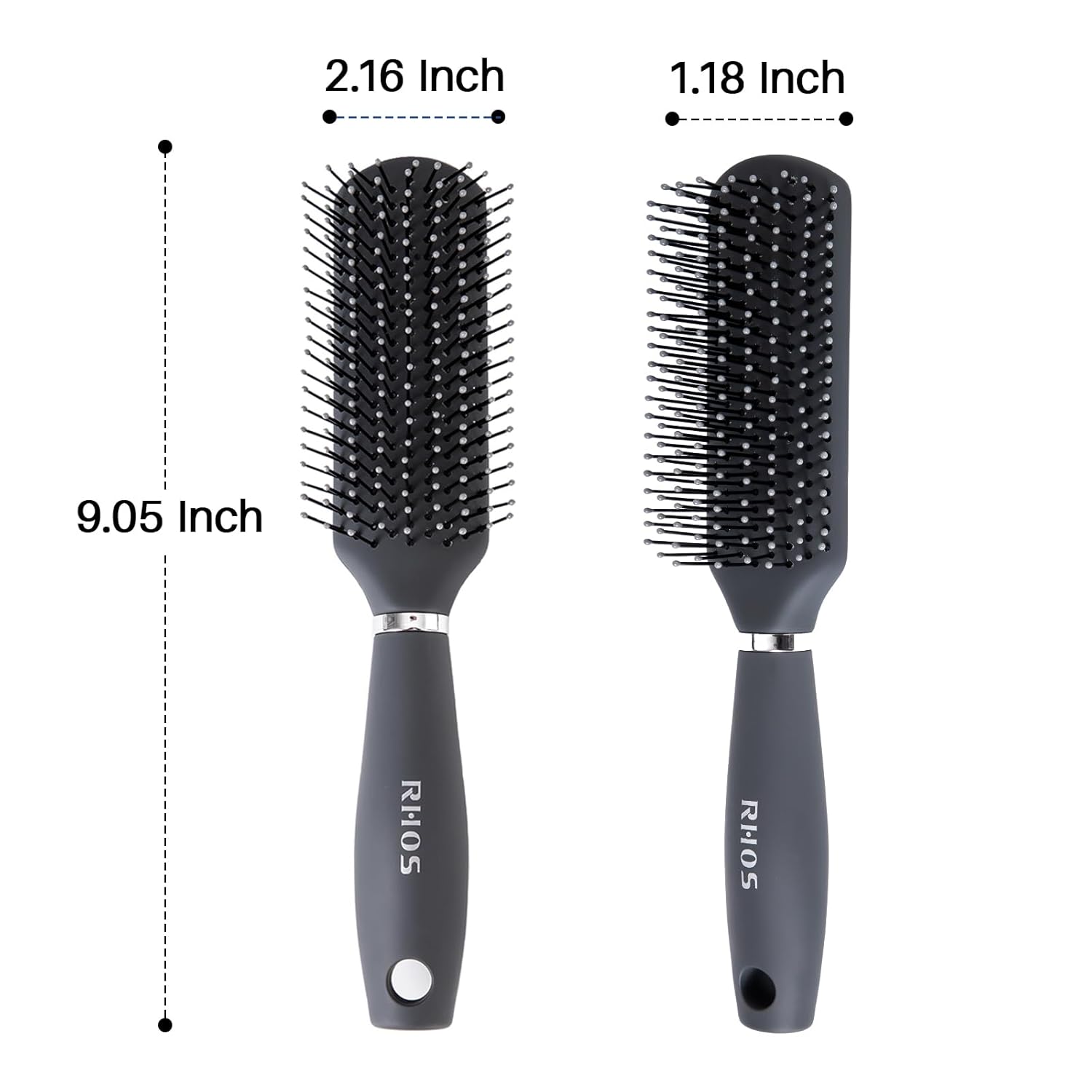 RHOS Hair Brush for Men - Detangler Hair Brush for Styling/Massage - Nylon Bristles for Wet & Dry Hair, Bangs, Thin, Short Hair - Gray - Image 9