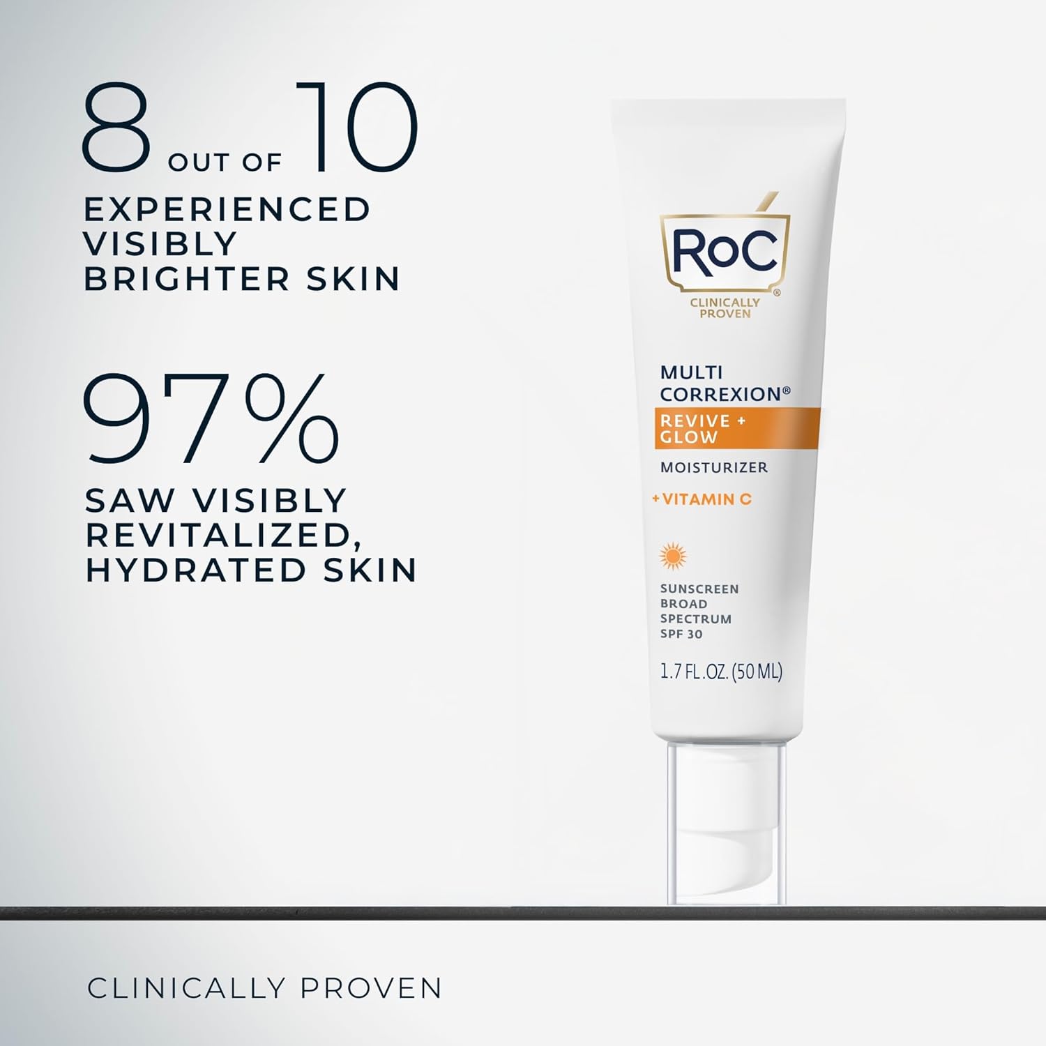 RoC Multi Correxion Revive + Glow Vitamin C Broad Spectrum SPF 30 Moisturizer (1.7 oz) with Retinol Eye Cream Packette - Image 3