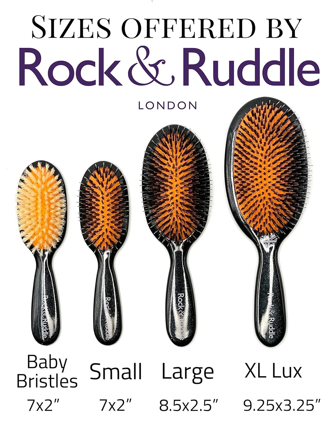 Rock & Ruddle Natural Pure Boar Bristle Hair Brush for Women and Kids (Large, 21cm) - Perfect for Wet or Dry Hair, Detangling Smoothing Blowdrying - Made in UK - Giraffe - Image 3