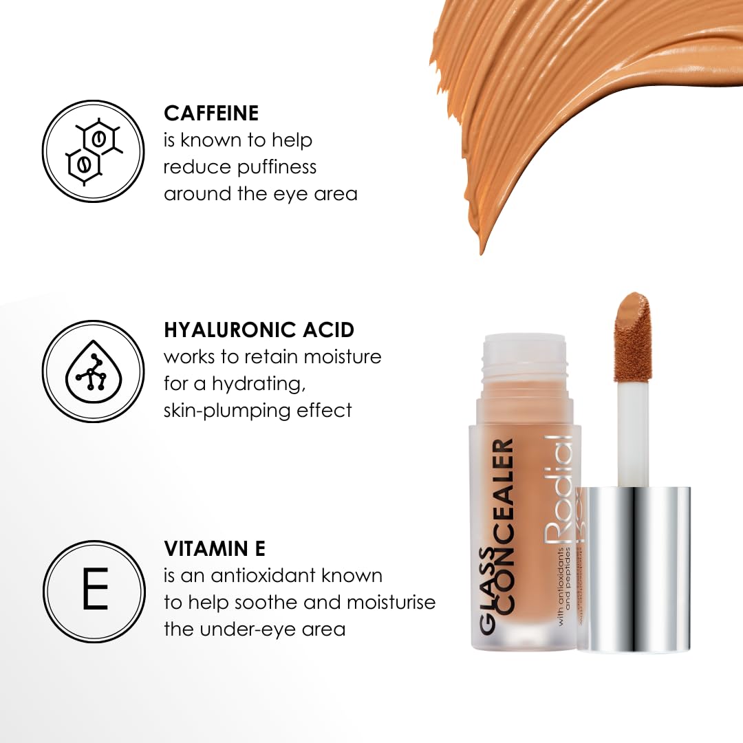 Rodial Glass Concealer Shade 5 - Luminous, Full-Coverage Cream with Peptides and Antioxidants for Flawless Skin, 0.1 fl. oz. - Image 6