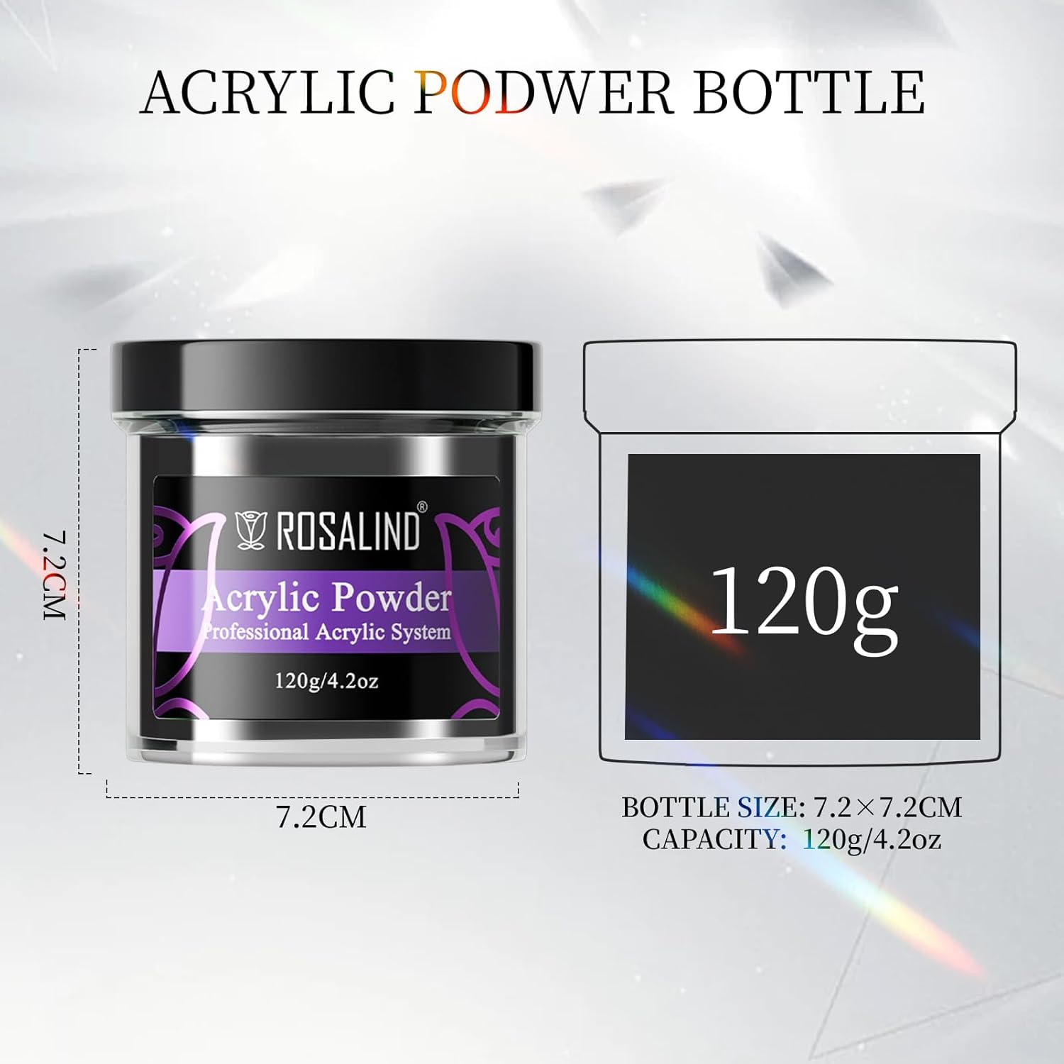 ROSALIND 120g Acrylic Powder Black Acrylic Nail Powder for Nail Acrylic Extension - Professional for Acrylic Nail Caving, Dry Naturally No Nail Lamp Needed - Image 9