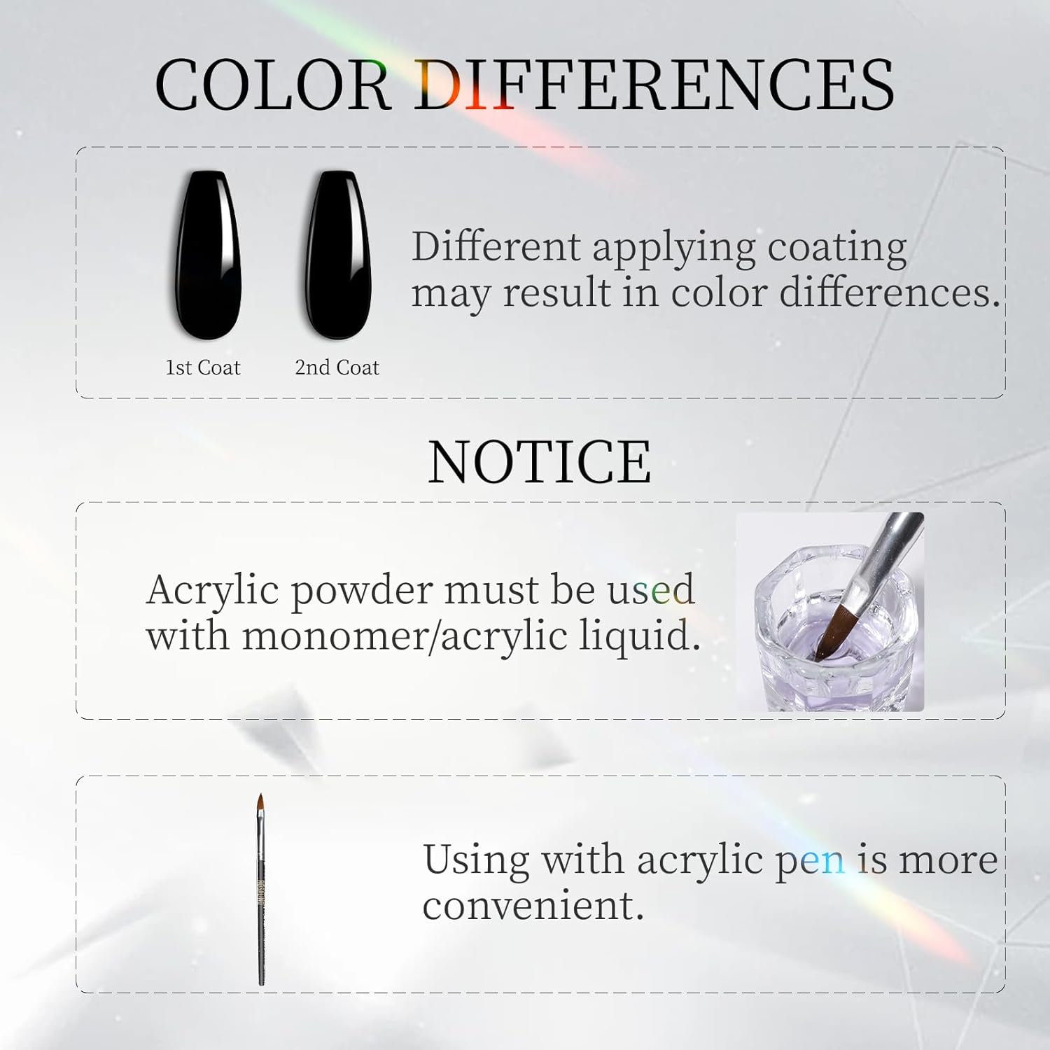 ROSALIND 120g Acrylic Powder Black Acrylic Nail Powder for Nail Acrylic Extension - Professional for Acrylic Nail Caving, Dry Naturally No Nail Lamp Needed - Image 8