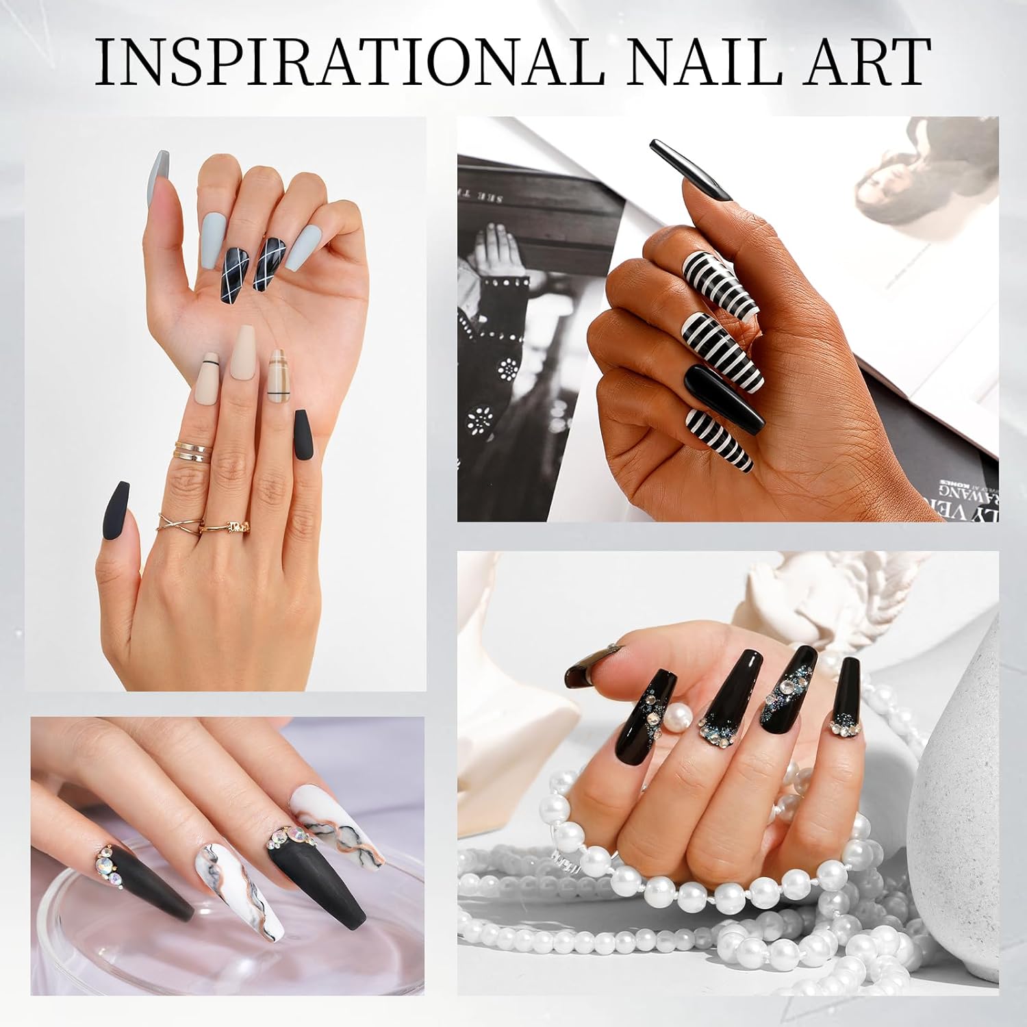 ROSALIND 120g Acrylic Powder Black Acrylic Nail Powder for Nail Acrylic Extension - Professional for Acrylic Nail Caving, Dry Naturally No Nail Lamp Needed - Image 5