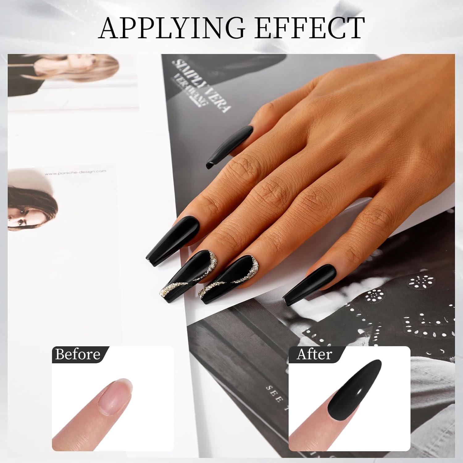 ROSALIND 120g Acrylic Powder Black Acrylic Nail Powder for Nail Acrylic Extension - Professional for Acrylic Nail Caving, Dry Naturally No Nail Lamp Needed - Image 4