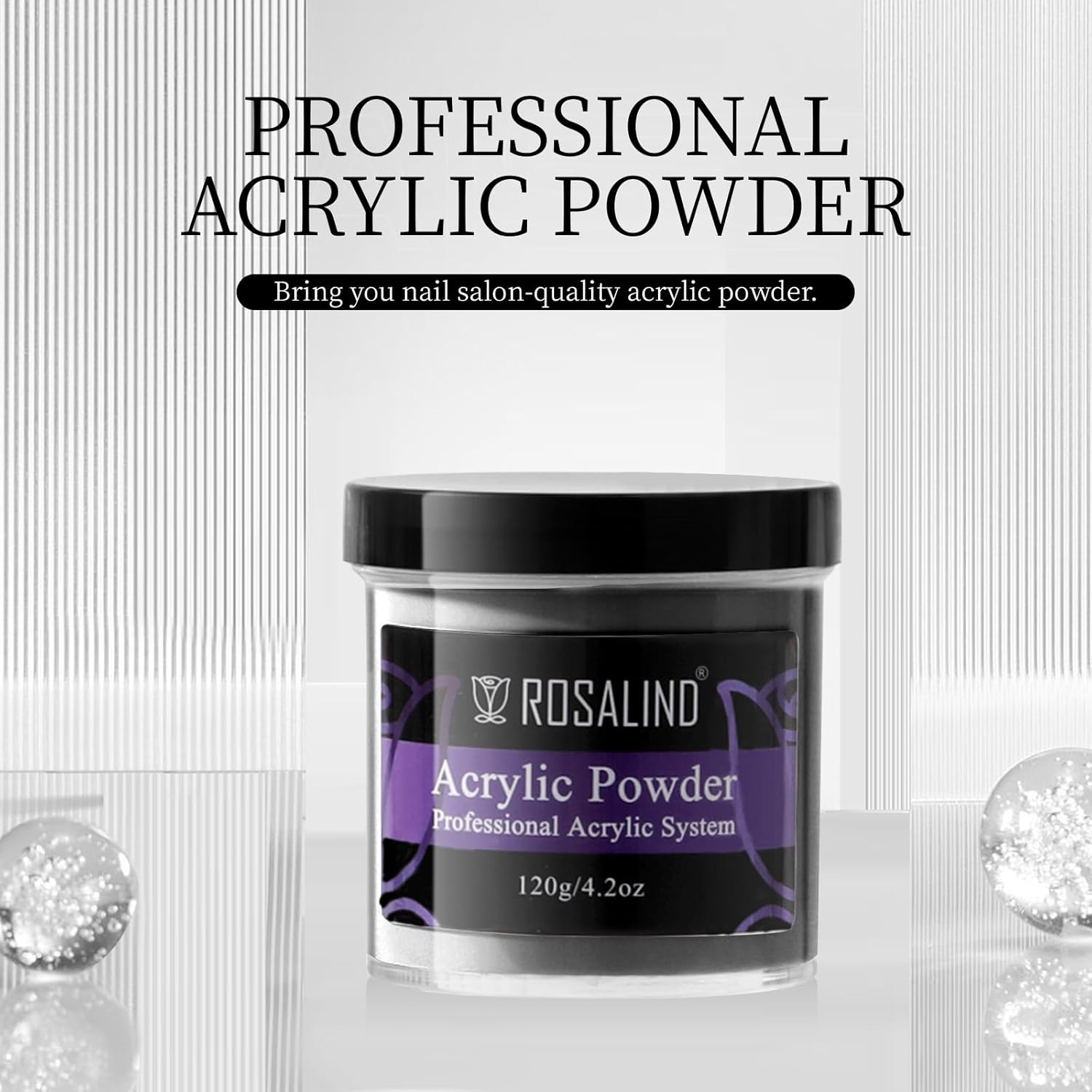 ROSALIND 120g Acrylic Powder Black Acrylic Nail Powder for Nail Acrylic Extension - Professional for Acrylic Nail Caving, Dry Naturally No Nail Lamp Needed - Image 2