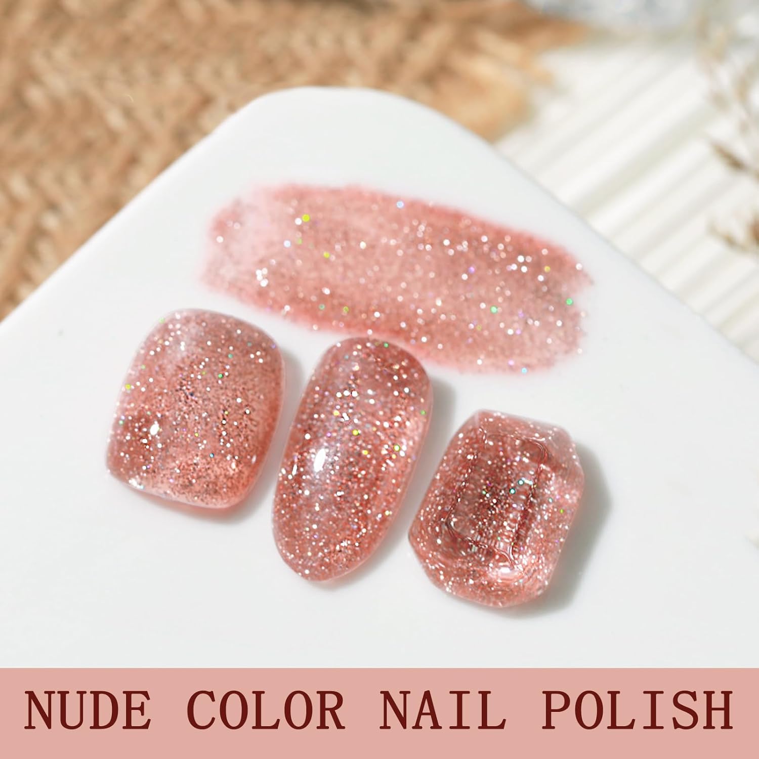 Rose Gold Nail Polish - Quick Dry Nude Jelly Gel-like Polish, Neutral Translucent Pink for Women, Vegan 12ML No UV Light Needed - Image 2