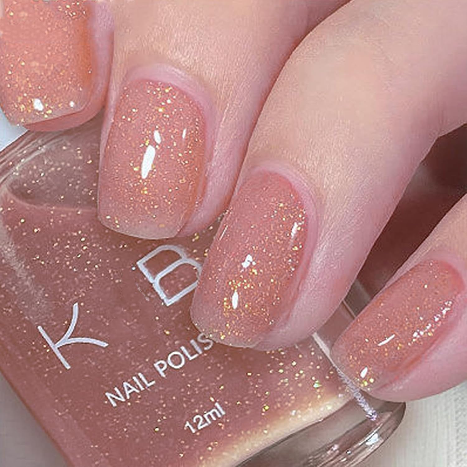 Rose Gold Nail Polish - Quick Dry Nude Jelly Gel-like Polish, Neutral Translucent Pink for Women, Vegan 12ML No UV Light Needed