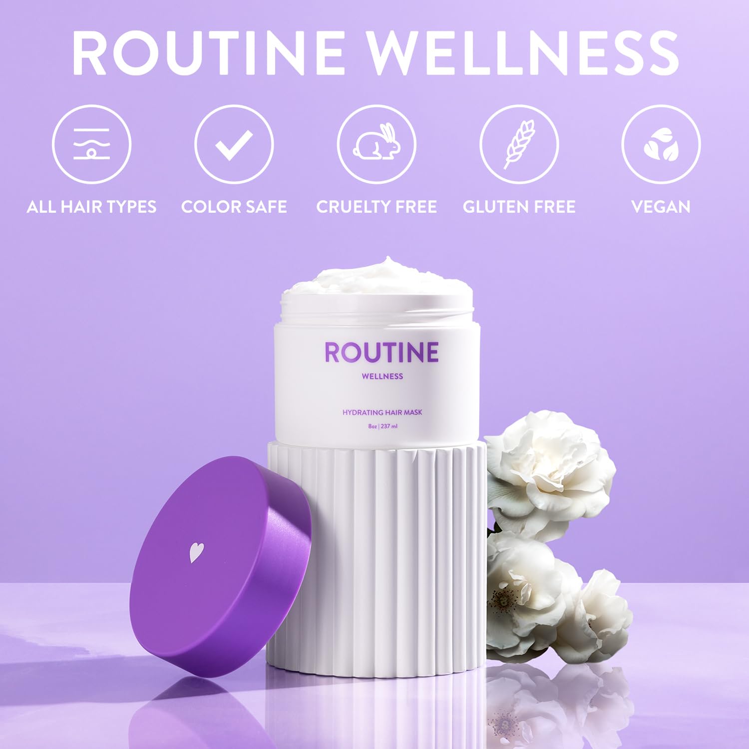 Routine Wellness Deep Conditioning Hair Mask for Dry Damaged Hair - Hydrating, Moisturizing Repair Treatment - Promotes Fullness - Gardenia 8oz - Image 6