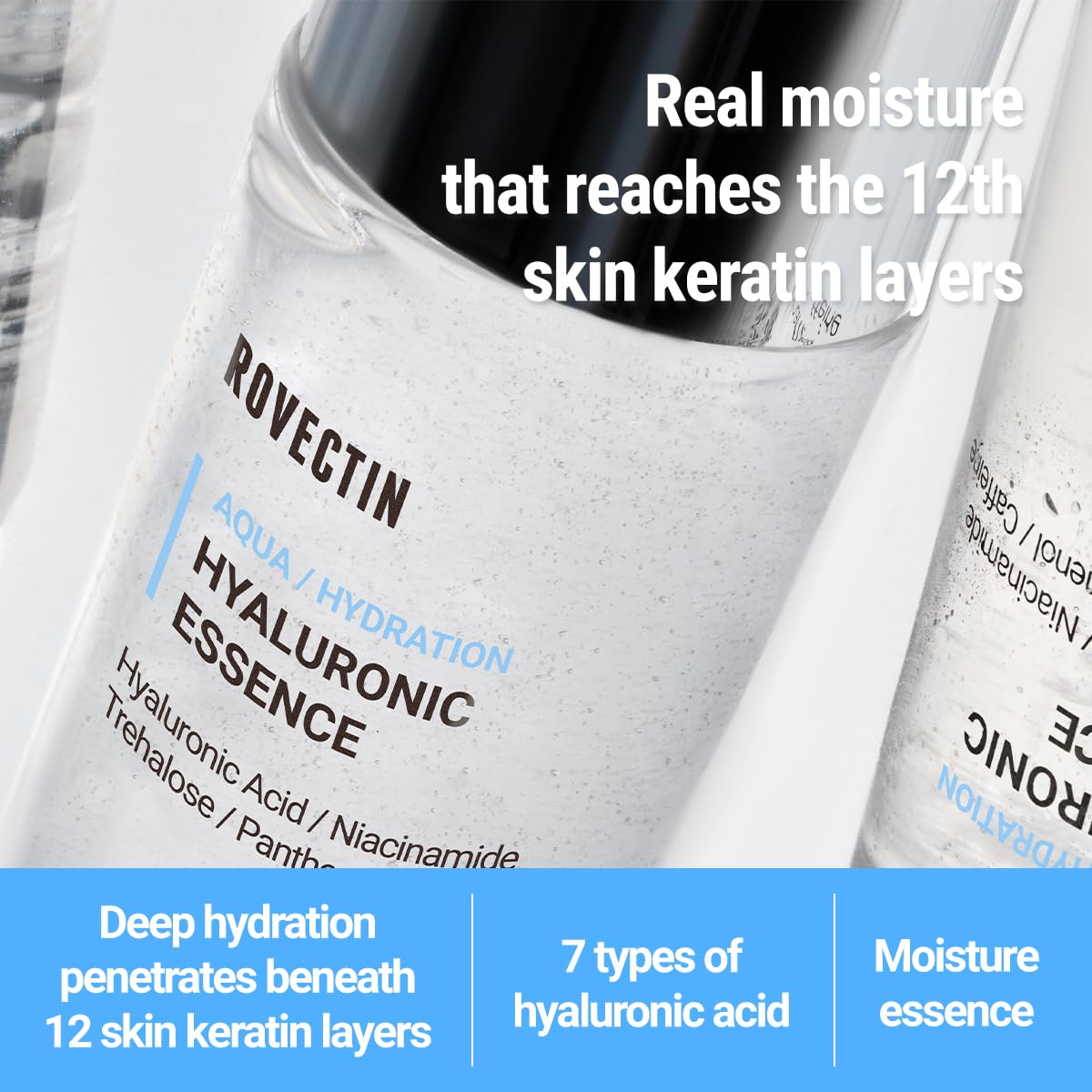 ROVECTIN Aqua Hyaluronic Essence (Activating Treatment Lotion) - 7 Layers Hyaluronic Acid Facial Toner with Niacinamide & Panthenol, Vegan Korean Skin Care (6.08 fl.oz) - Image 2