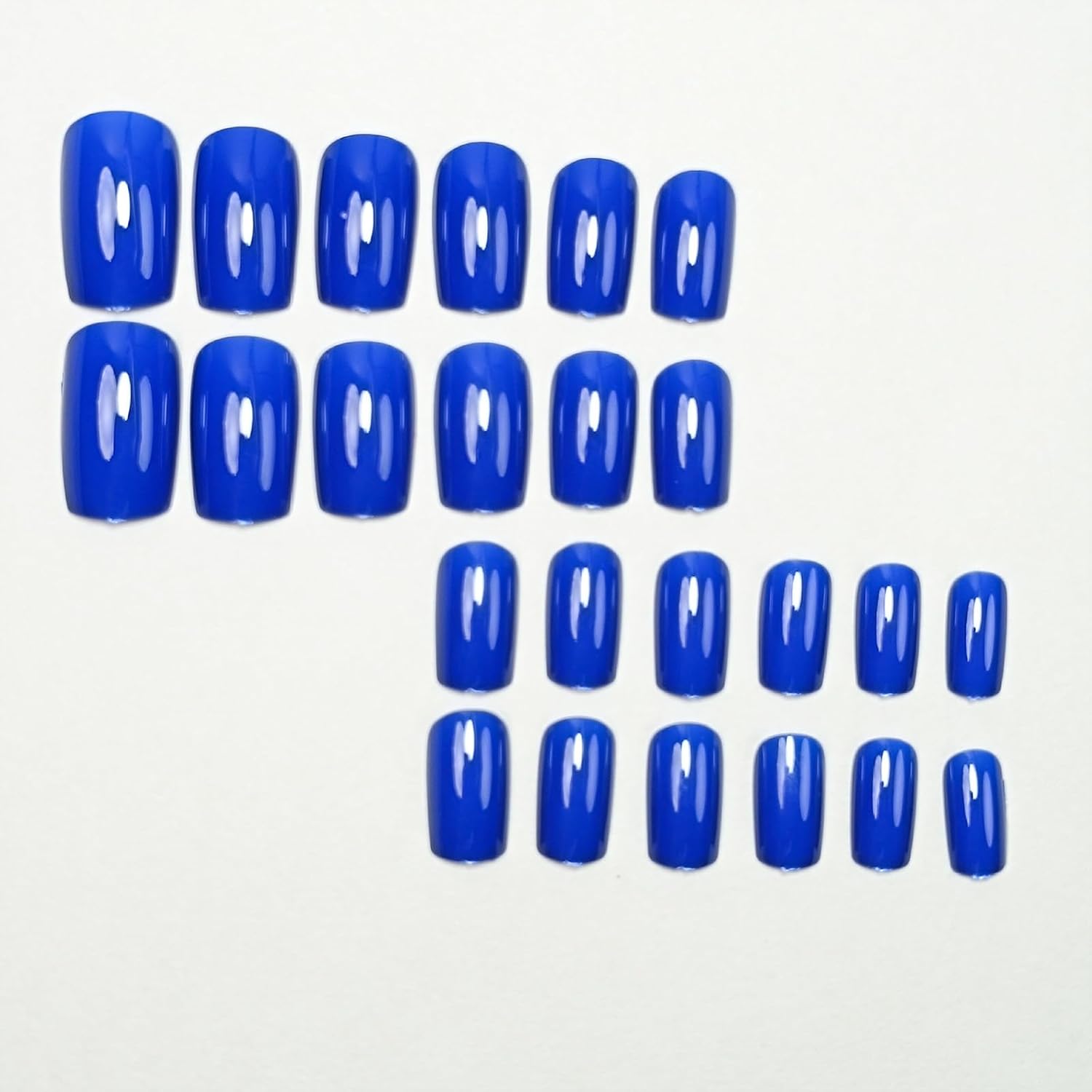 Royal Blue Press on Nails Short Square Fake Nails Glossy Chrome Glue on Nails Solid Dark Blue Color Acrylic Nails Press on Reusable Artificial False Nails Set for Women Girls 24Pcs - Image 3