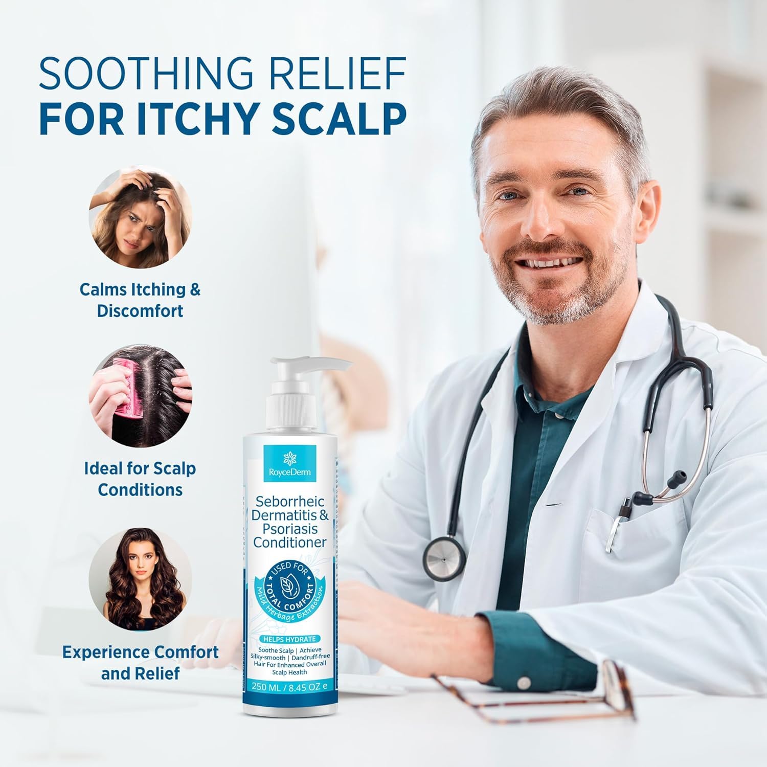 Roycederm Seborrheic Dermatitis Psoriasis Conditioner: Scalp Treatment for Folliculitis Psoriasis Dry Itchy Scalp Oily Hair - Dandruff Conditioner for Healthy Hair - Image 4