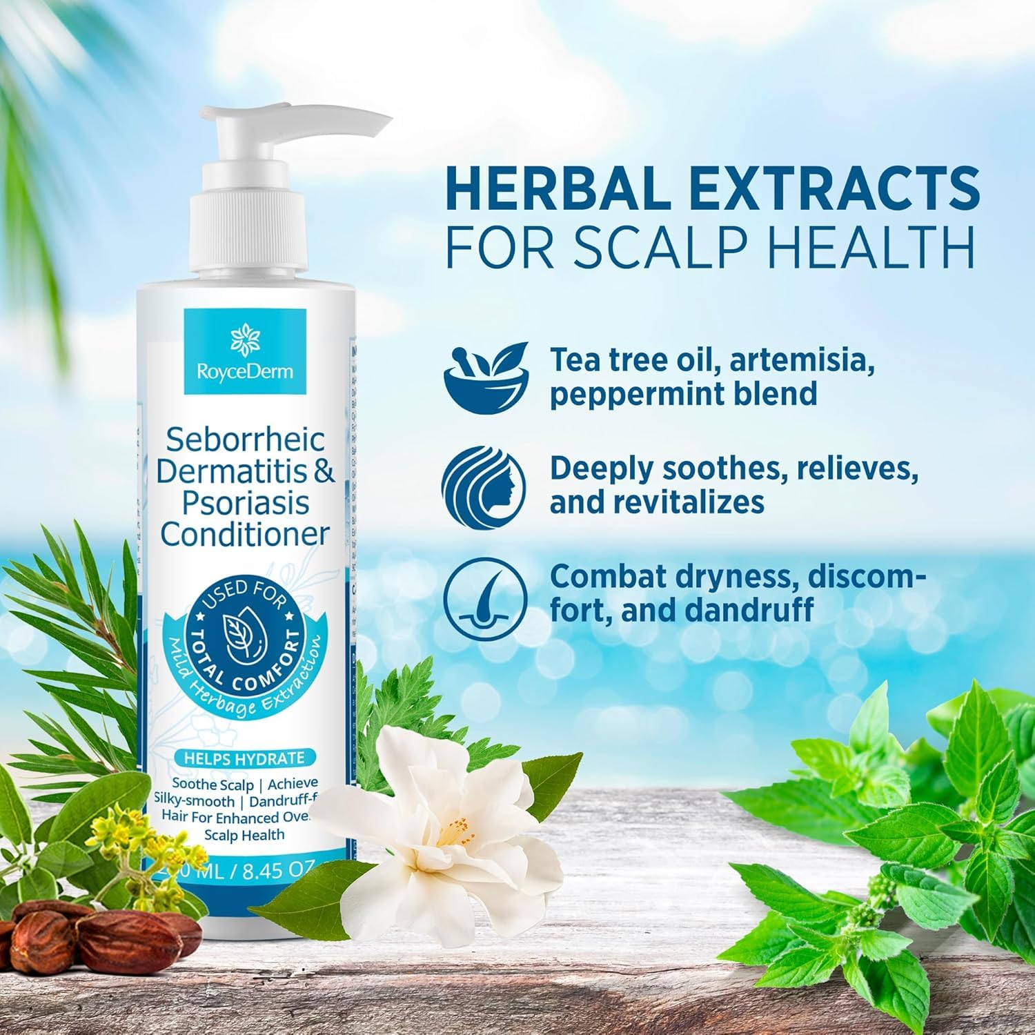 Roycederm Seborrheic Dermatitis Psoriasis Conditioner: Scalp Treatment for Folliculitis Psoriasis Dry Itchy Scalp Oily Hair - Dandruff Conditioner for Healthy Hair - Image 3