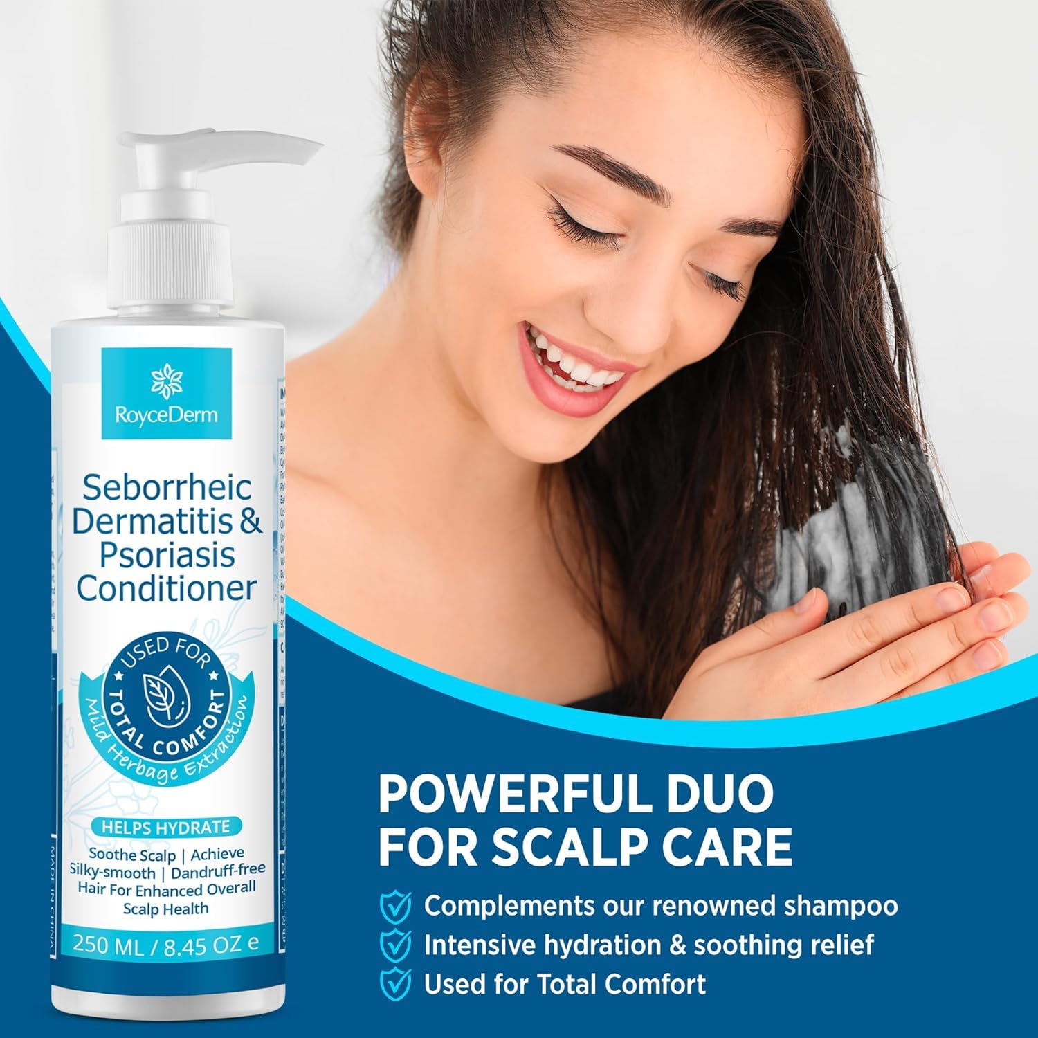 Roycederm Seborrheic Dermatitis Psoriasis Conditioner: Scalp Treatment for Folliculitis Psoriasis Dry Itchy Scalp Oily Hair - Dandruff Conditioner for Healthy Hair - Image 2