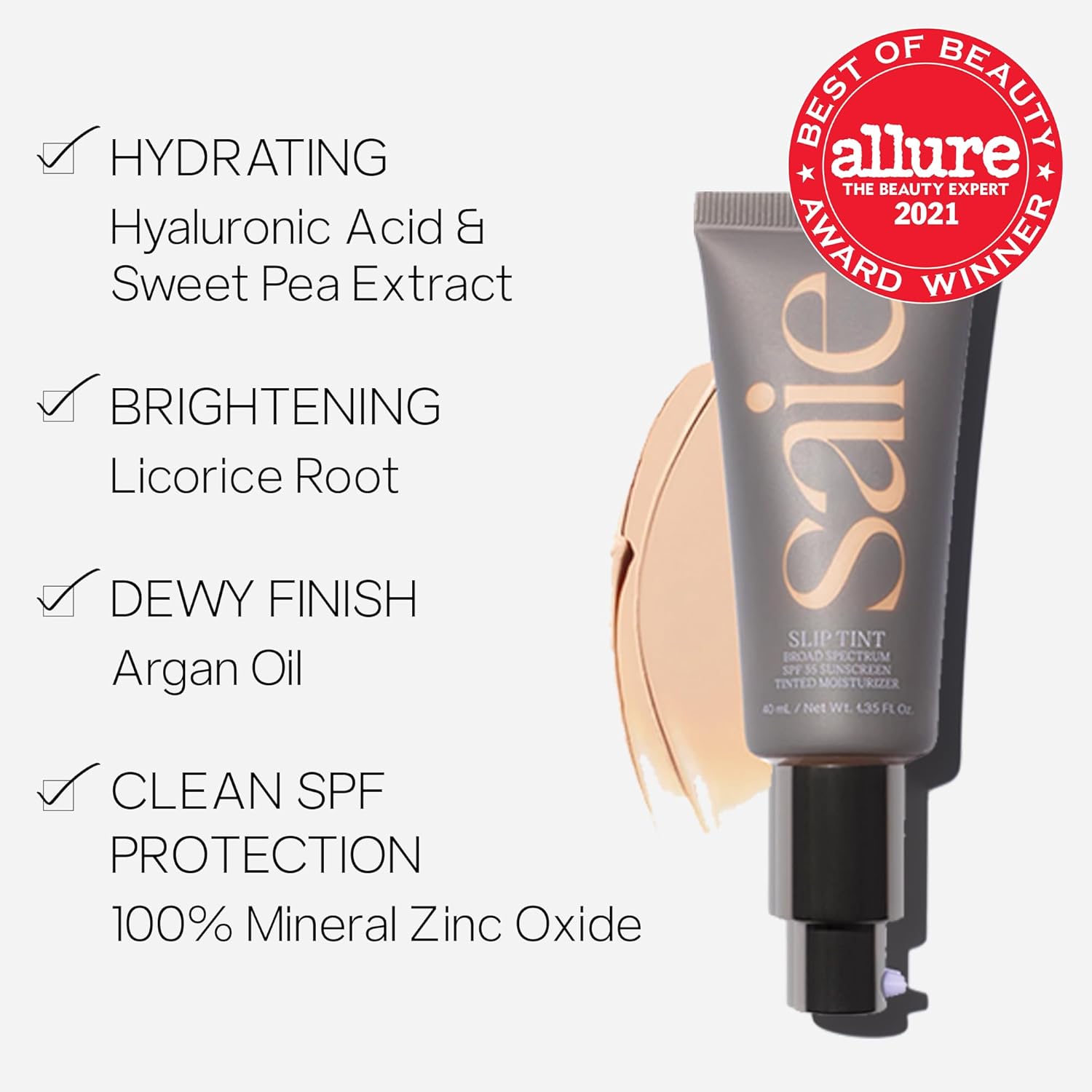 Saie Slip Tint SPF 35 Medium Coverage Tinted Moisturizer for Glowy Skin Three + Half 1.35 oz - Image 2