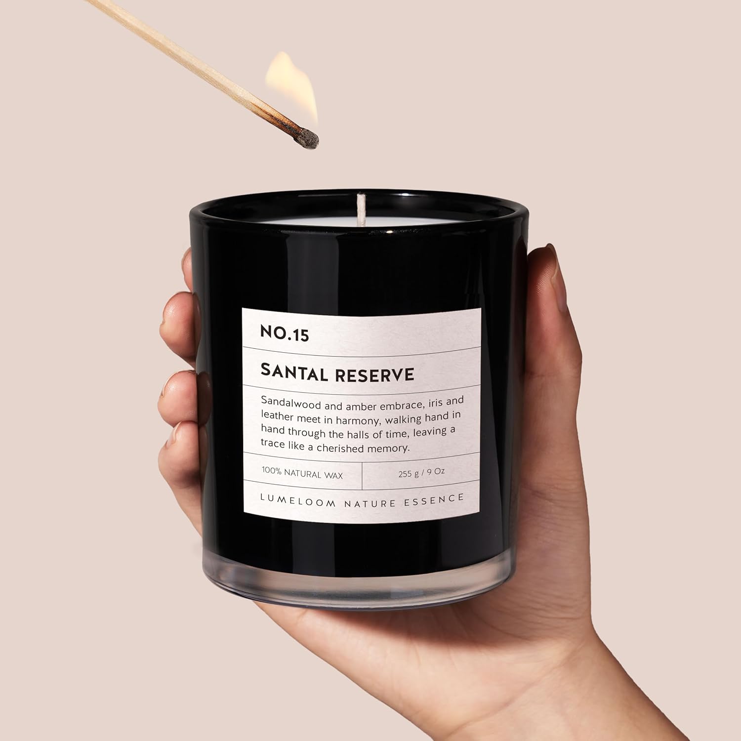 Santal Reserve Luxury Scented Candles, 9oz Soy Wax Candles for Home Scented, Sandalwood, Amber, Iris & Leather Scent, Long Burning Time, Gifts for Women, Men, Sister, Teacher - Image 4
