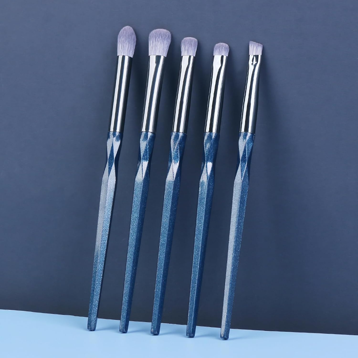 Sapphire Blue Eye Shadow Brush Set, Diamond Eyeshadow Brushes Set, Small Nose Contour Brush, Glitter Eyeshadow Brush, Eyeshadow Blending Brush, Colorful Eye Makeup Brushes Set Professional. - Image 8