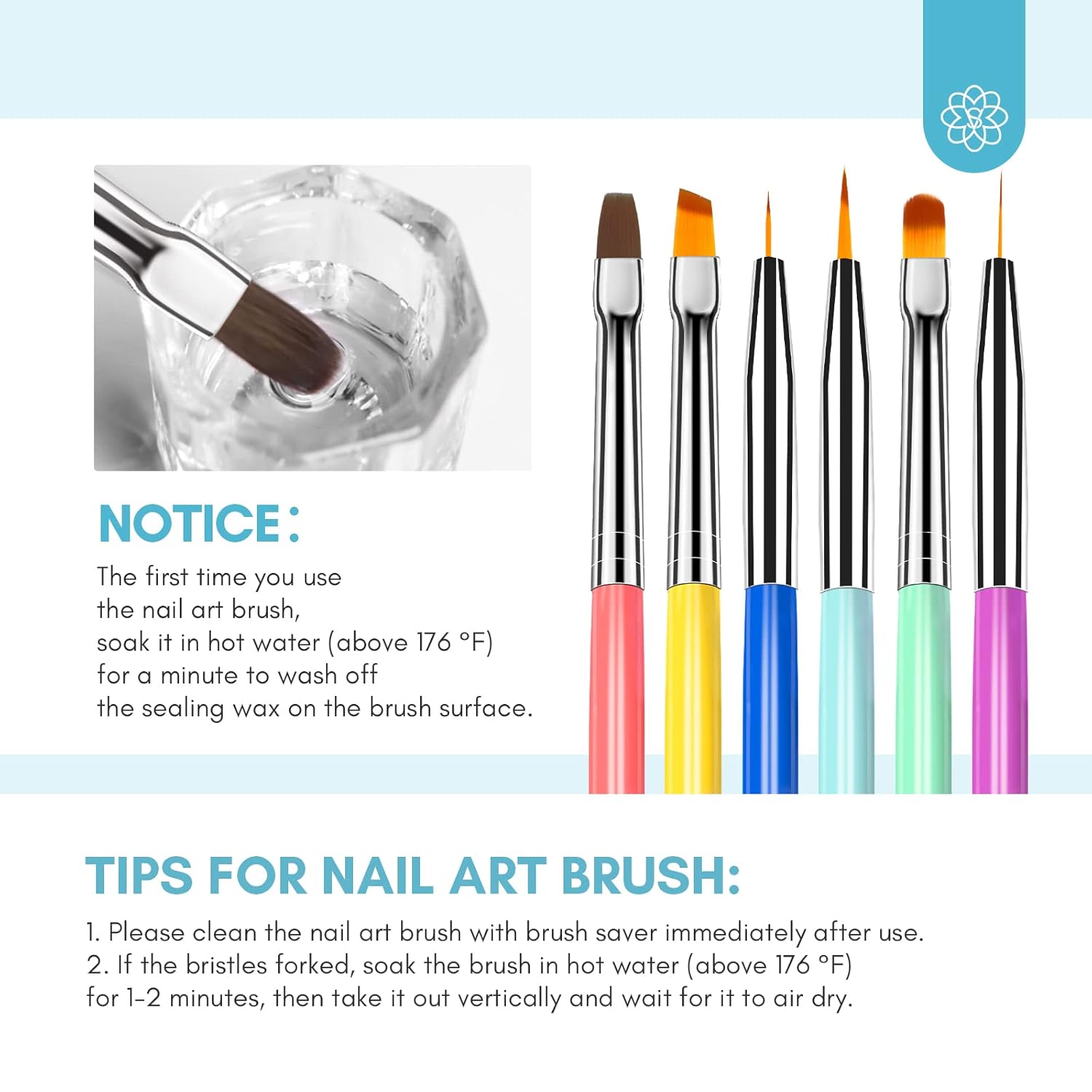 SAVILAND 6PCS Nail Art Brushes Set – Multifunctional Nail Brushes for Nail Art Nail Design Brush Gel Nail Brush for Nail Extension Nail Art Liner Brush 3 Sizes Dotting Tools for DIY - Image 7