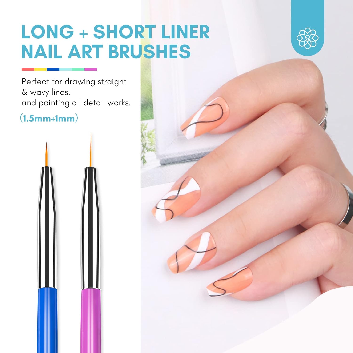 SAVILAND 6PCS Nail Art Brushes Set – Multifunctional Nail Brushes for Nail Art Nail Design Brush Gel Nail Brush for Nail Extension Nail Art Liner Brush 3 Sizes Dotting Tools for DIY - Image 4