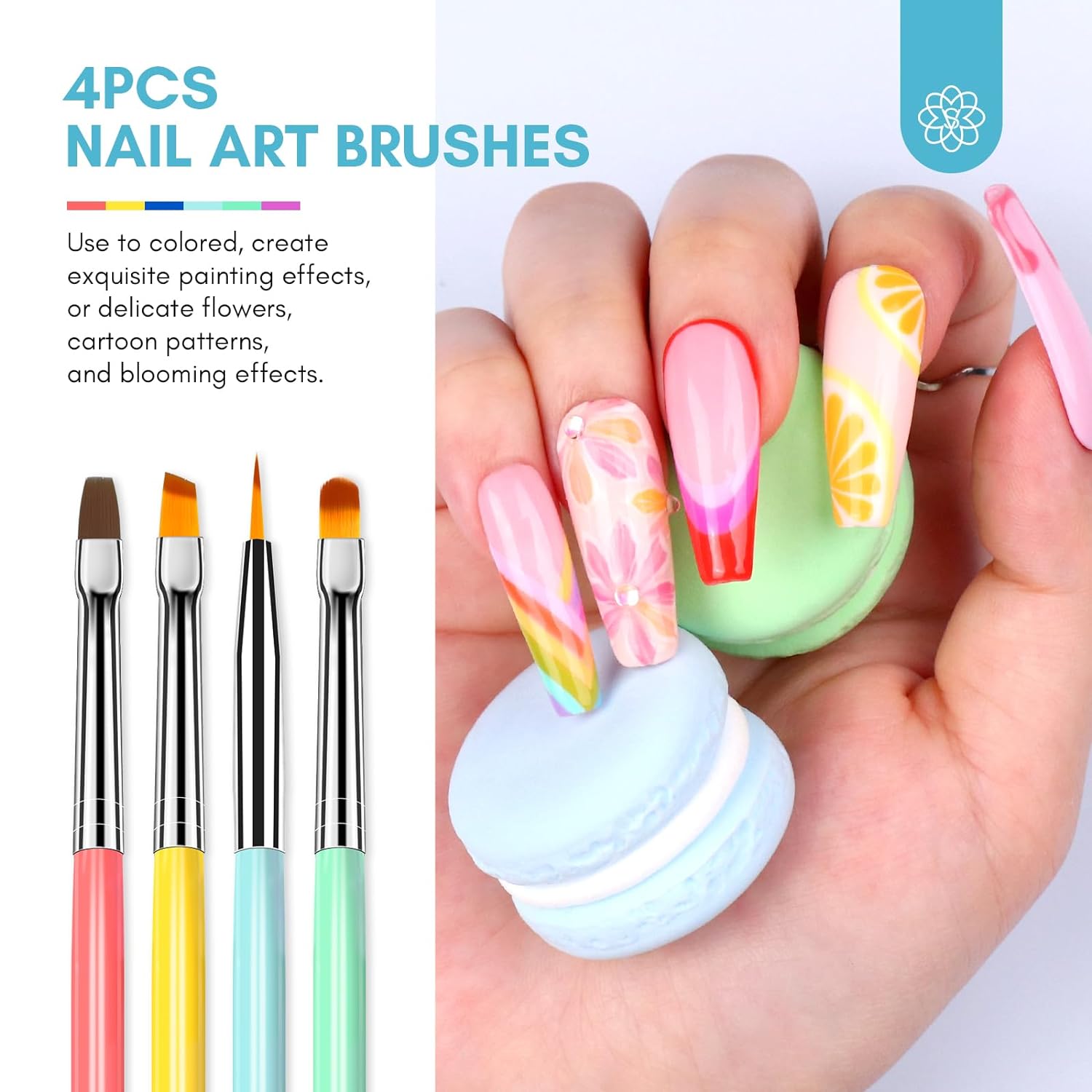 SAVILAND 6PCS Nail Art Brushes Set – Multifunctional Nail Brushes for Nail Art Nail Design Brush Gel Nail Brush for Nail Extension Nail Art Liner Brush 3 Sizes Dotting Tools for DIY - Image 3