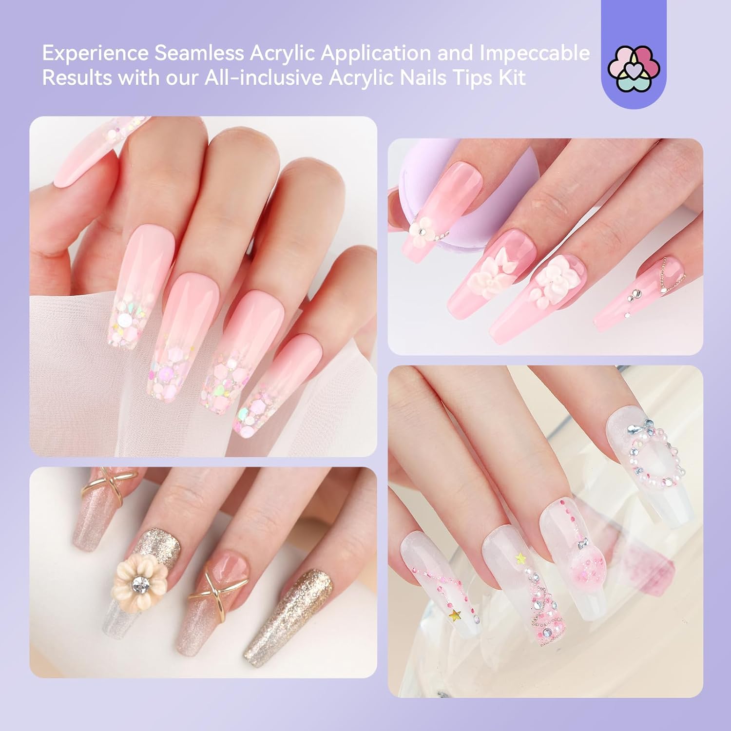 SAVILAND Acrylic Nail Tips with Acrylic Nail Brush: Strong Nail Glue and 10 Sizes Half Cover French Nails Tips Manicure Brush Size 8/10/14 with Box Art At Home DIY - Image 6