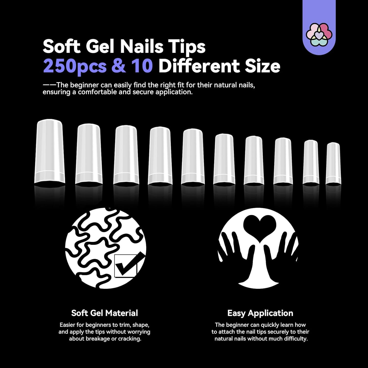 SAVILAND Acrylic Nail Tips with Acrylic Nail Brush: Strong Nail Glue and 10 Sizes Half Cover French Nails Tips Manicure Brush Size 8/10/14 with Box Art At Home DIY - Image 5