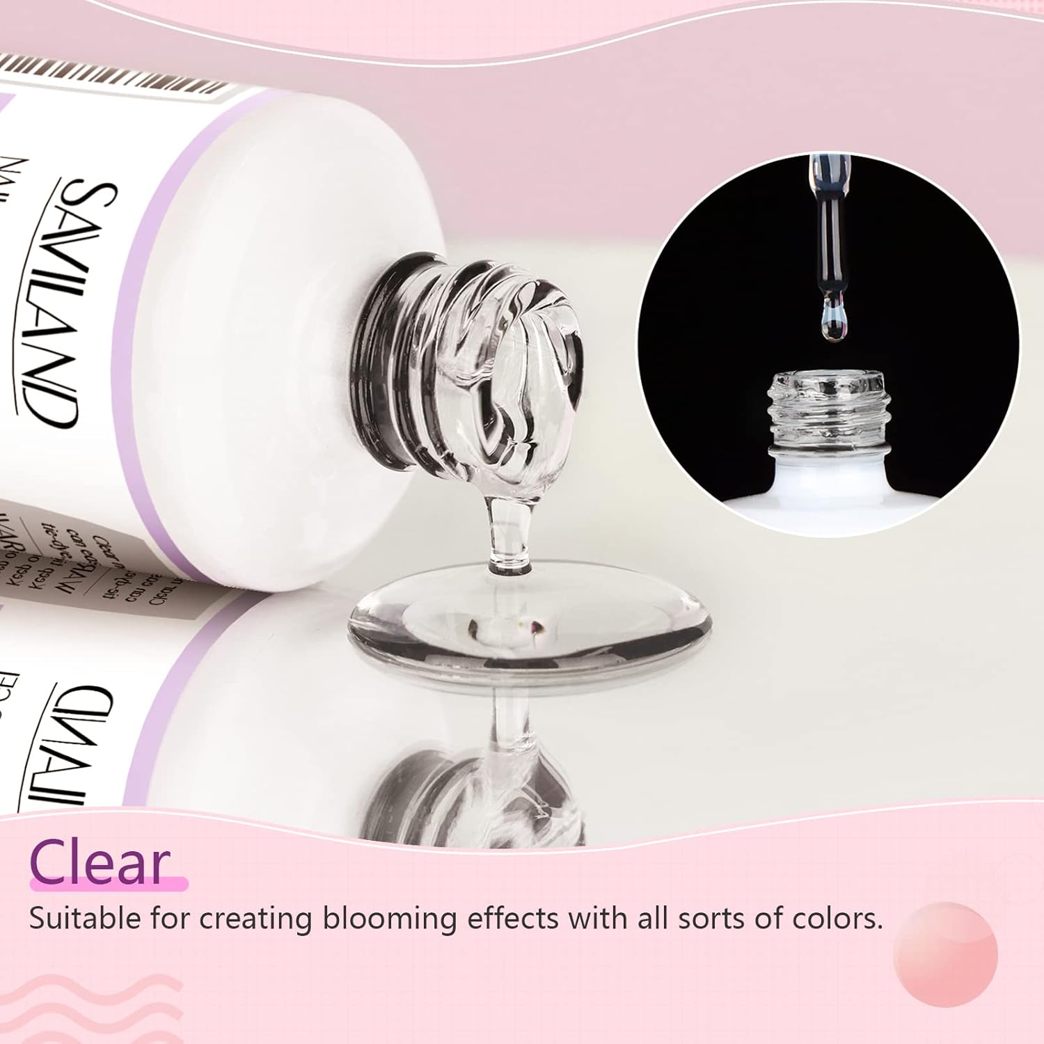SAVILAND Blooming Gel: 15ml Blooming Gel Nail Polish with Nails Brush Blossom for Spreading Effect Marble Nail Polish Flower Watercolor Nails Art Design Manicure Salon Home DIY - Image 4