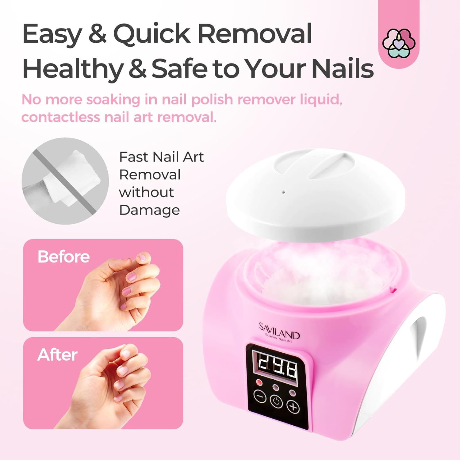 SAVILAND Nail Polish Remover Machine:Gel Polish Revmover Steam Quick Remove Gel Acrylic Nail Remover | Dip Powder Remover Gentler Portable U V Gel Nail Electric Nail Polish Remover Nail Salon Home DIY - Image 2
