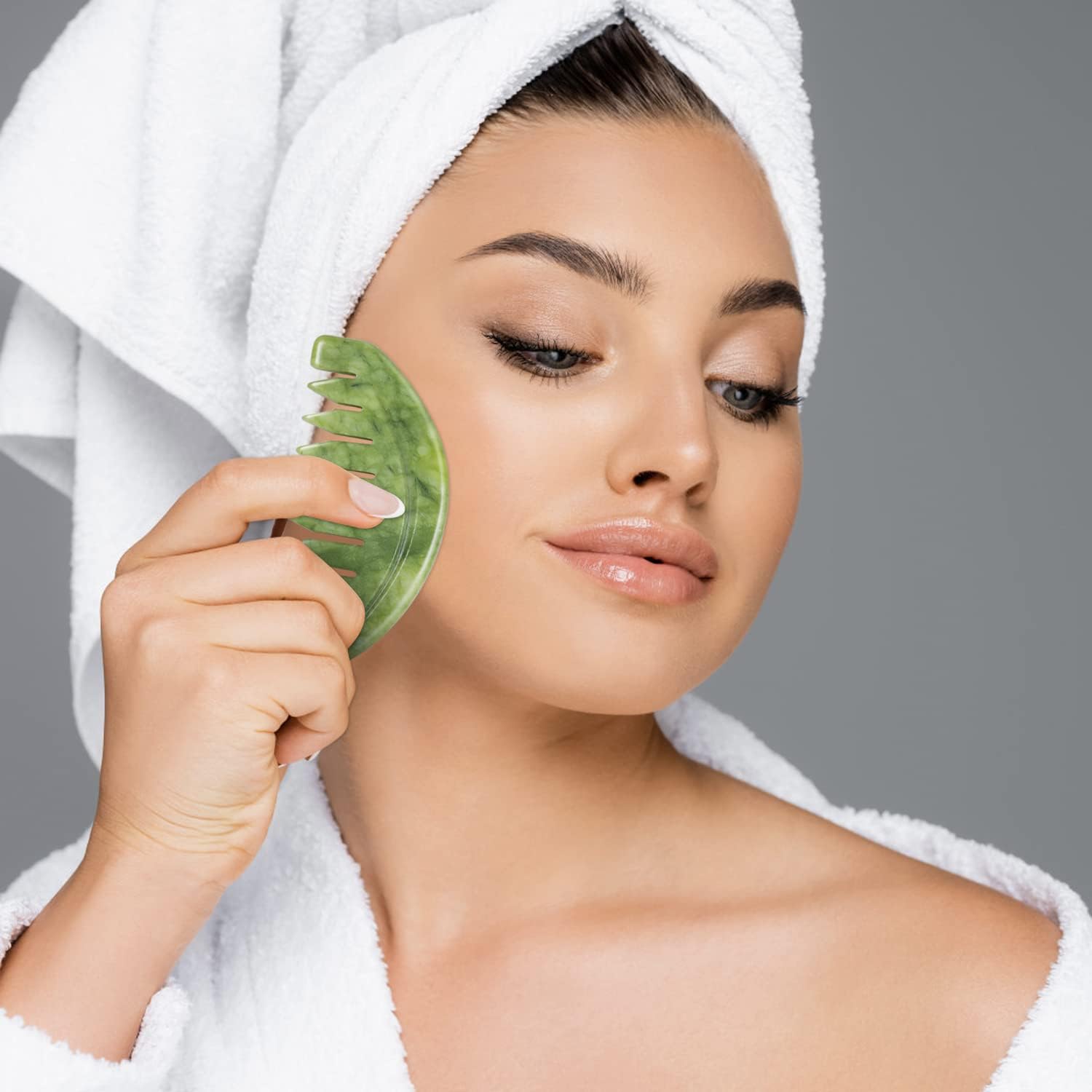 Scalp Massage Comb, Scalp Massager for Hair Growth, Head Scratcher for Itchy Scalp, Natural Gua Sha Jade Stone for Stress Relief, Meridian Brush - Image 6