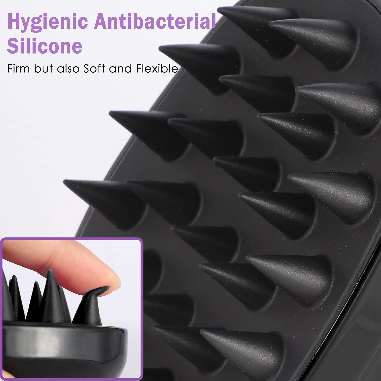 Scalp Massager Shampoo Brush, Hair Scalp Scrubber Shower Hair Brush Head Massager for Stress Relax Hair Growth, Dandruff Brush Scalp Exfoliator for Women Men Kids Pets, Black - Image 4