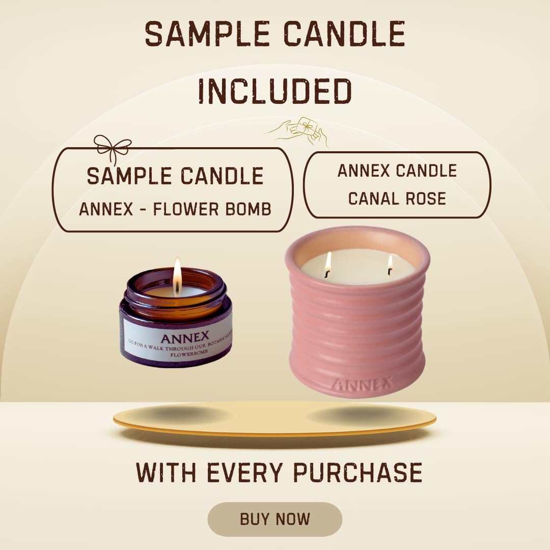 Scented Luxury Candles in Handmade Ceramic Jars, Soy Wax | Canal Rose – Rose Bud & Oud Scented, Large Candle | Non Toxic, 2 Wicks, Reusable Big Pink Jar | Natural Spring Aromatherapy for Women & Men - Image 6