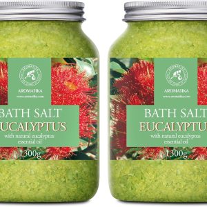 Sea Salt Eucalyptus with Natural Eucalyptus Essential Oil - Set 2x46 Oz - Eucaliptus Bath Salts - Best for Good Sleep - Stress Relief - Beauty - Relaxing - Bathing - Body Care
