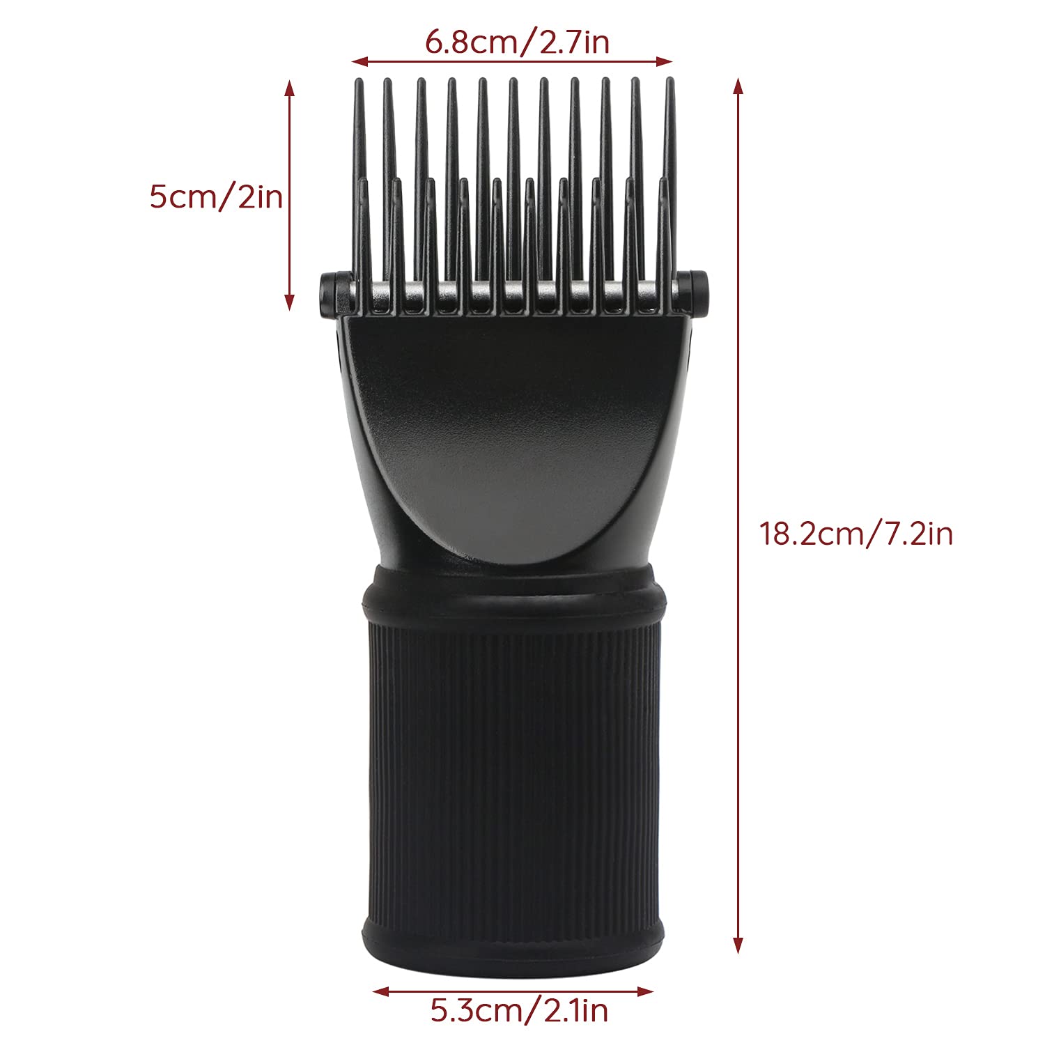 Segbeauty Blow Dryer Comb Attachment, Black Brush Attachments for Hair Dryer Concentrator Nozzle 1.57-1.97", Pro Hairdressing Styling Salon Tool for Straightening Detangling Fine Curly Natural Hair - Image 6