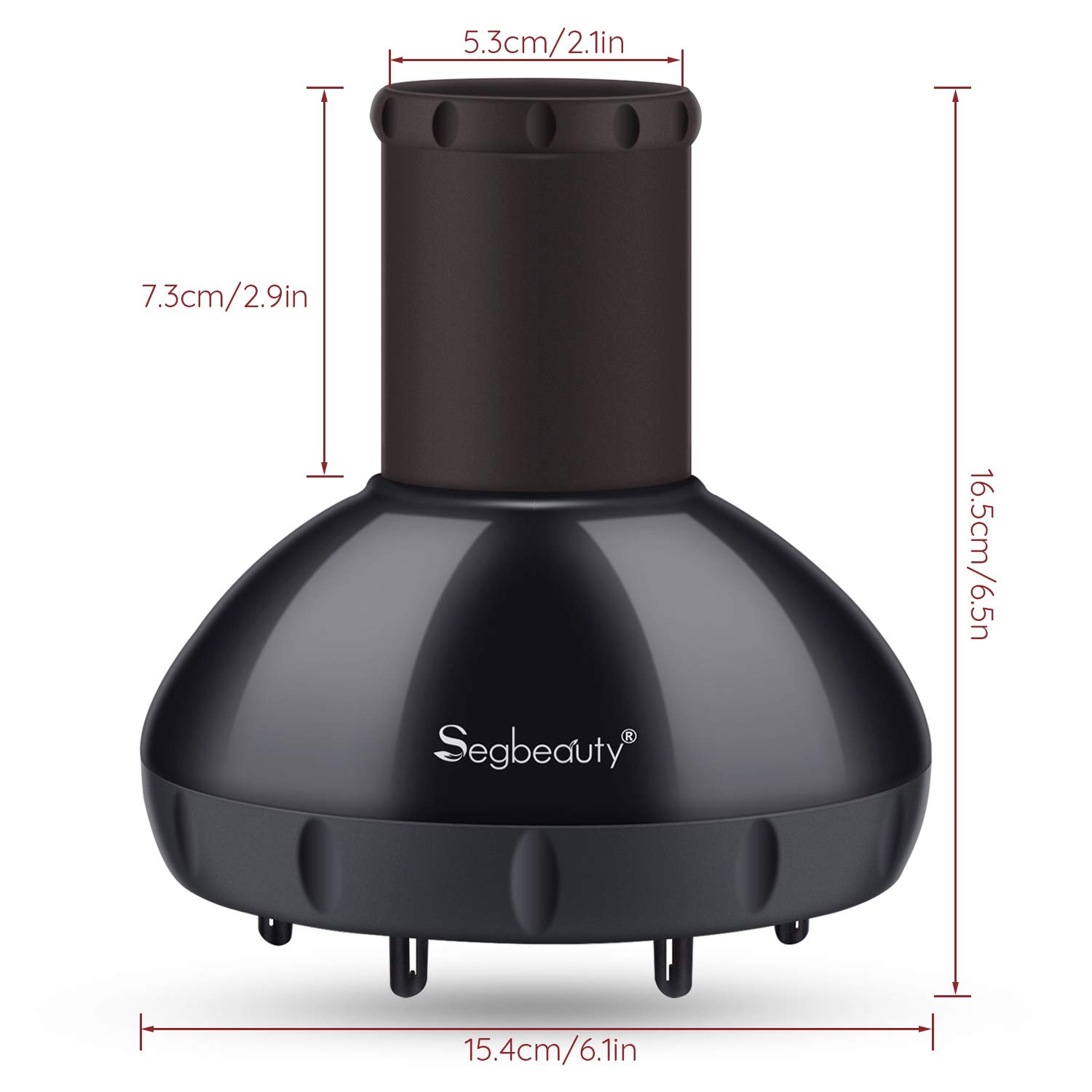 Segbeauty Hair Diffuser for Curly Hair, Upgraded Adjustable Air Flow, Deep Bowl, Professional Salon Frizz-free Fast Dry Diffuser Attachment with 1.57"-1.97" Nozzle, Black - Image 5