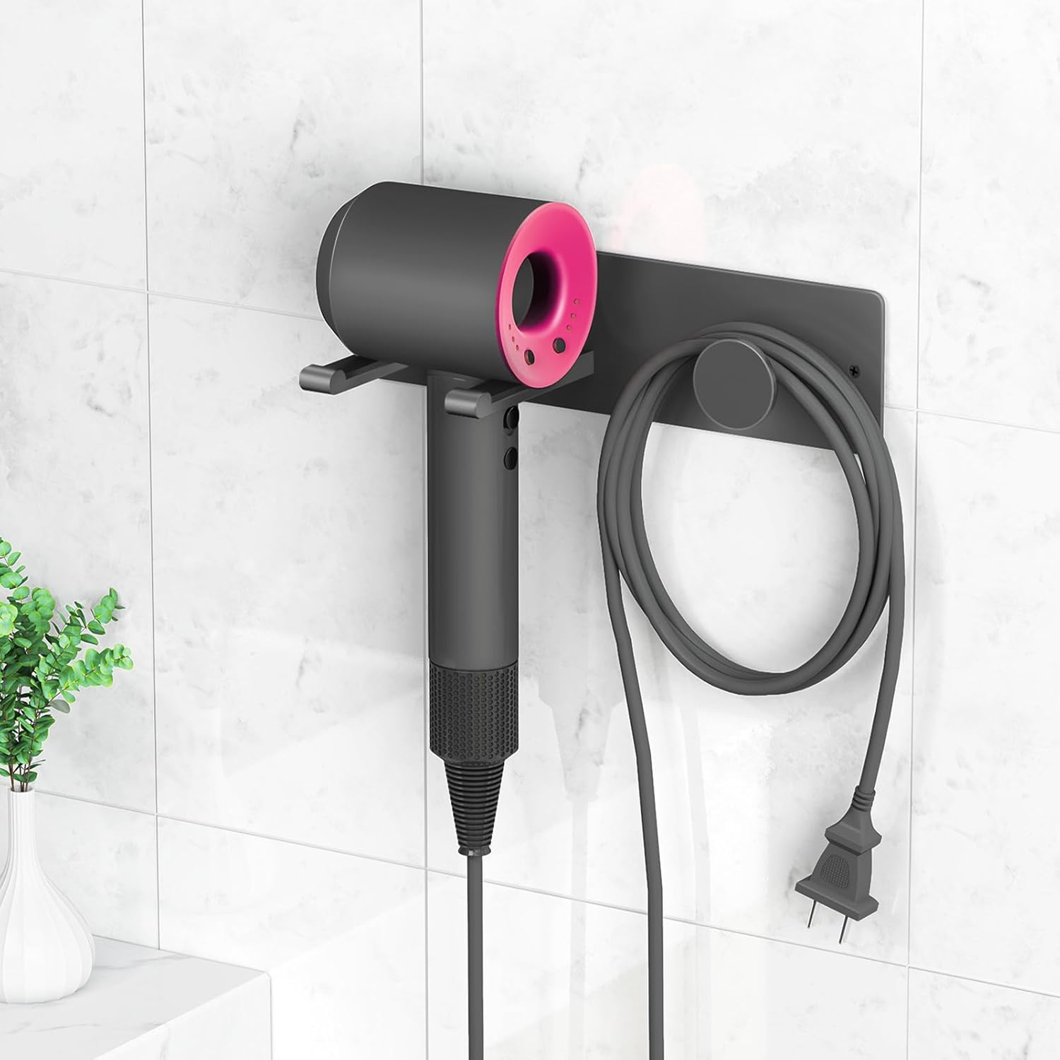 Self Adhesive Hair Dryer Holder Wall Mounted-Bathroom Hair Blow Dryer Rack Organizer Compatible with Supersonic Hair Dryers, Matte Black - Image 7