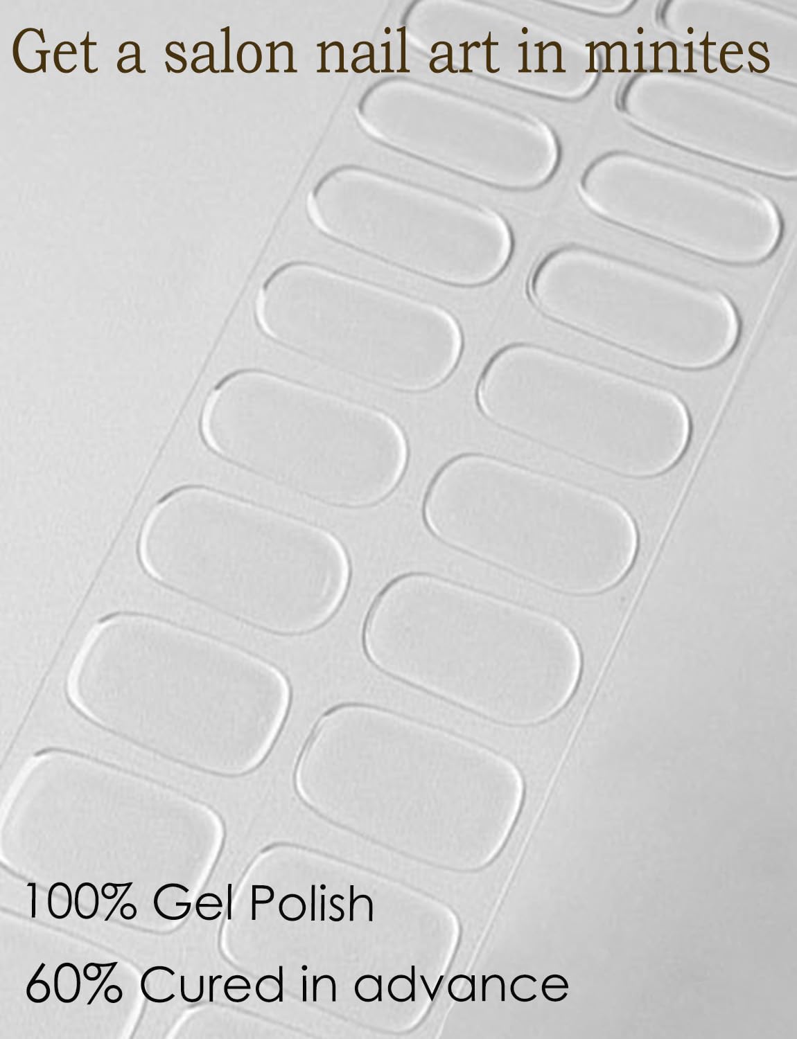 Semi Cured Gel Nail Strips, 20pcs Gel Nail Stickers UV, Gel Nail Wraps for Home Nails DIY (Clear) - Image 4