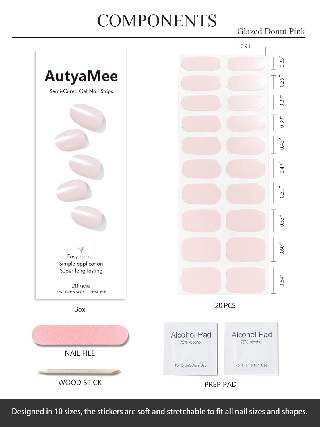 Semi Cured Gel Nail Strips (Glazed Donut Pink), Pearl, Chrome, Gel Nail Wraps, Stickers, UV Light Required, Salon Quality, Easy To Use - Image 4
