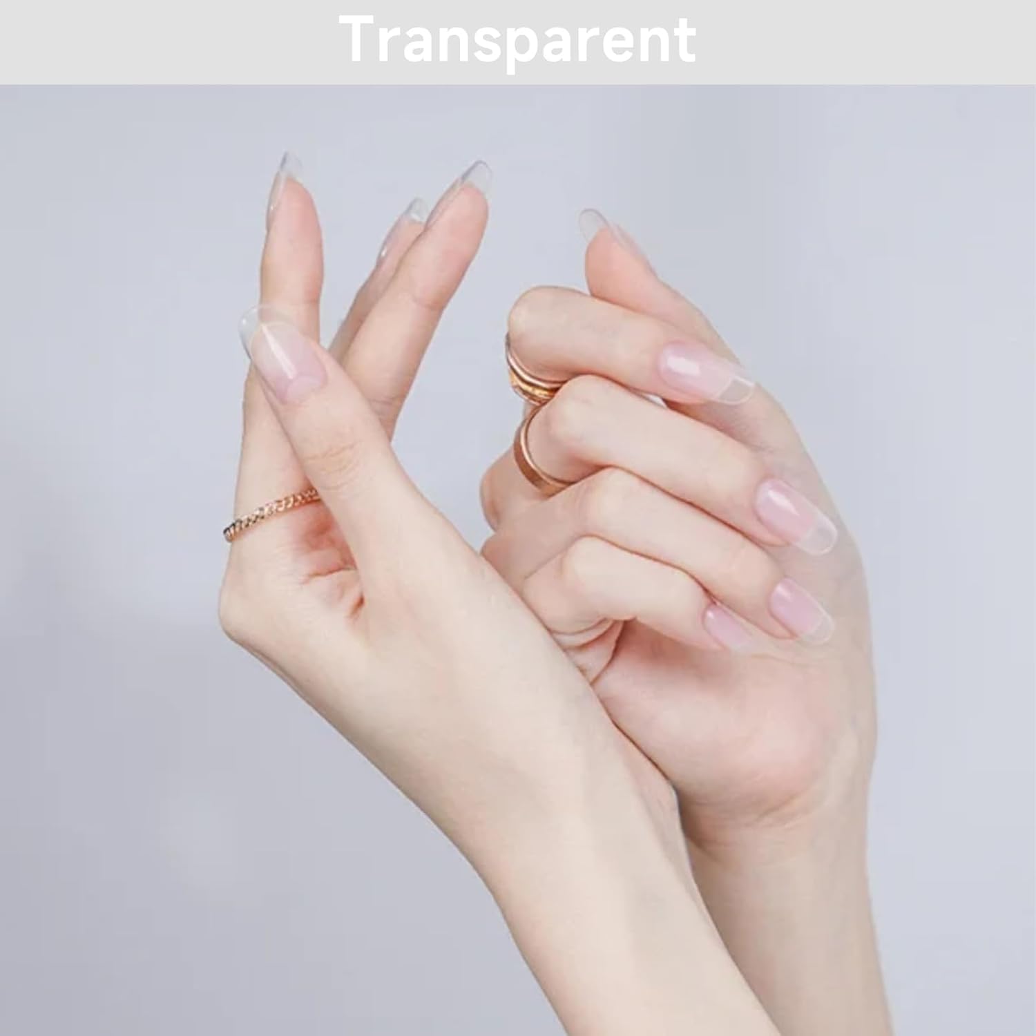 Semi Cured Gel Nail Strips, Transparent | 28 pcs Gel Nail Strips Work with Any UV Lamp, Salon Quality UV Nails Stickers, Easy to Apply for Home Nails DIY - Image 4
