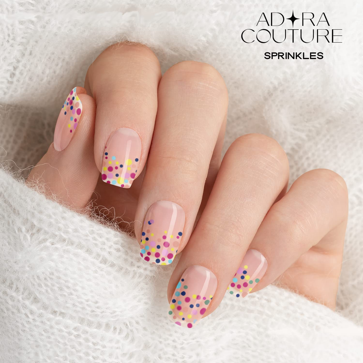 Semi Cured Gel Nail Strips with 20 Pieces, Salon Quality Nail Wraps for Women, Confetti ColorfulUV Gel Nail Stickers, UV Light Required, Sprinkles - Image 3