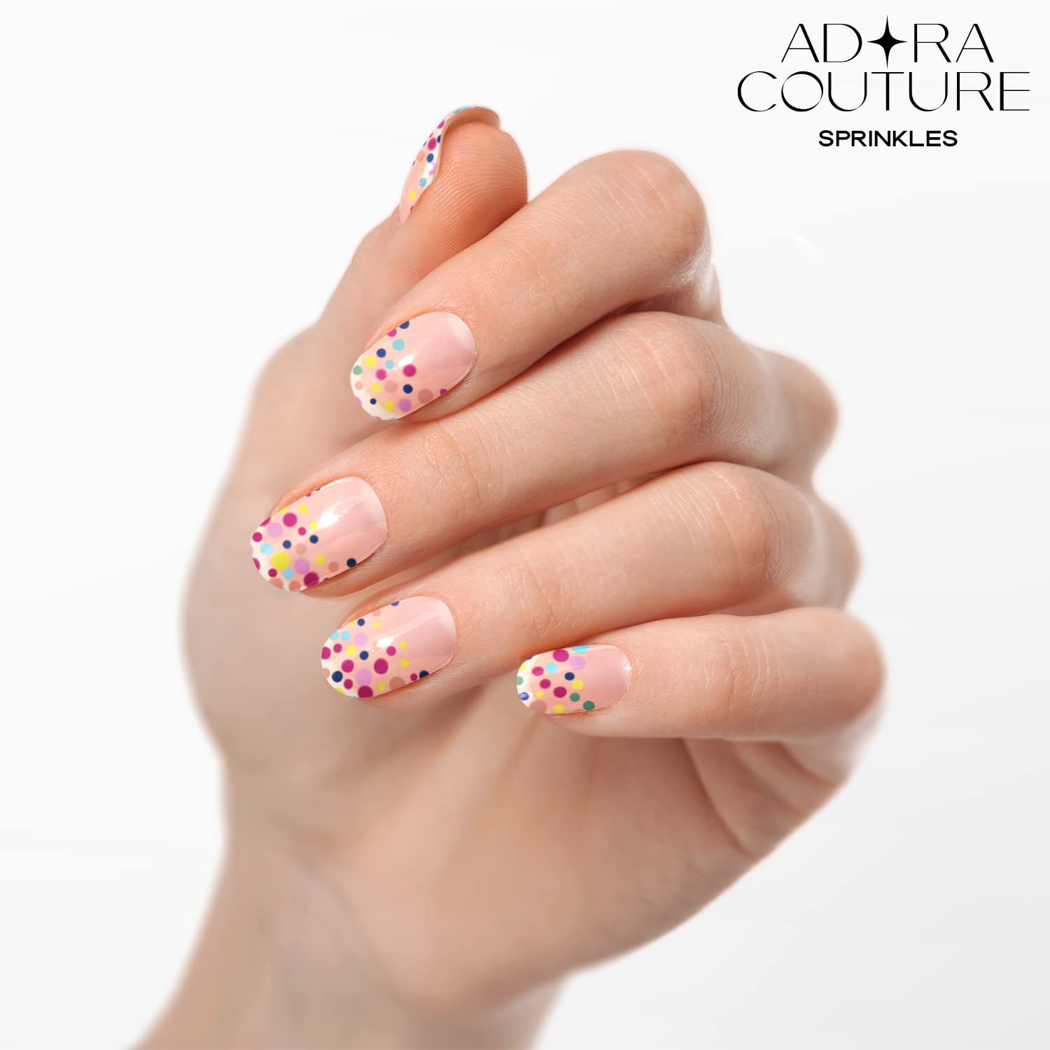 Semi Cured Gel Nail Strips with 20 Pieces, Salon Quality Nail Wraps for Women, Confetti ColorfulUV Gel Nail Stickers, UV Light Required, Sprinkles - Image 6