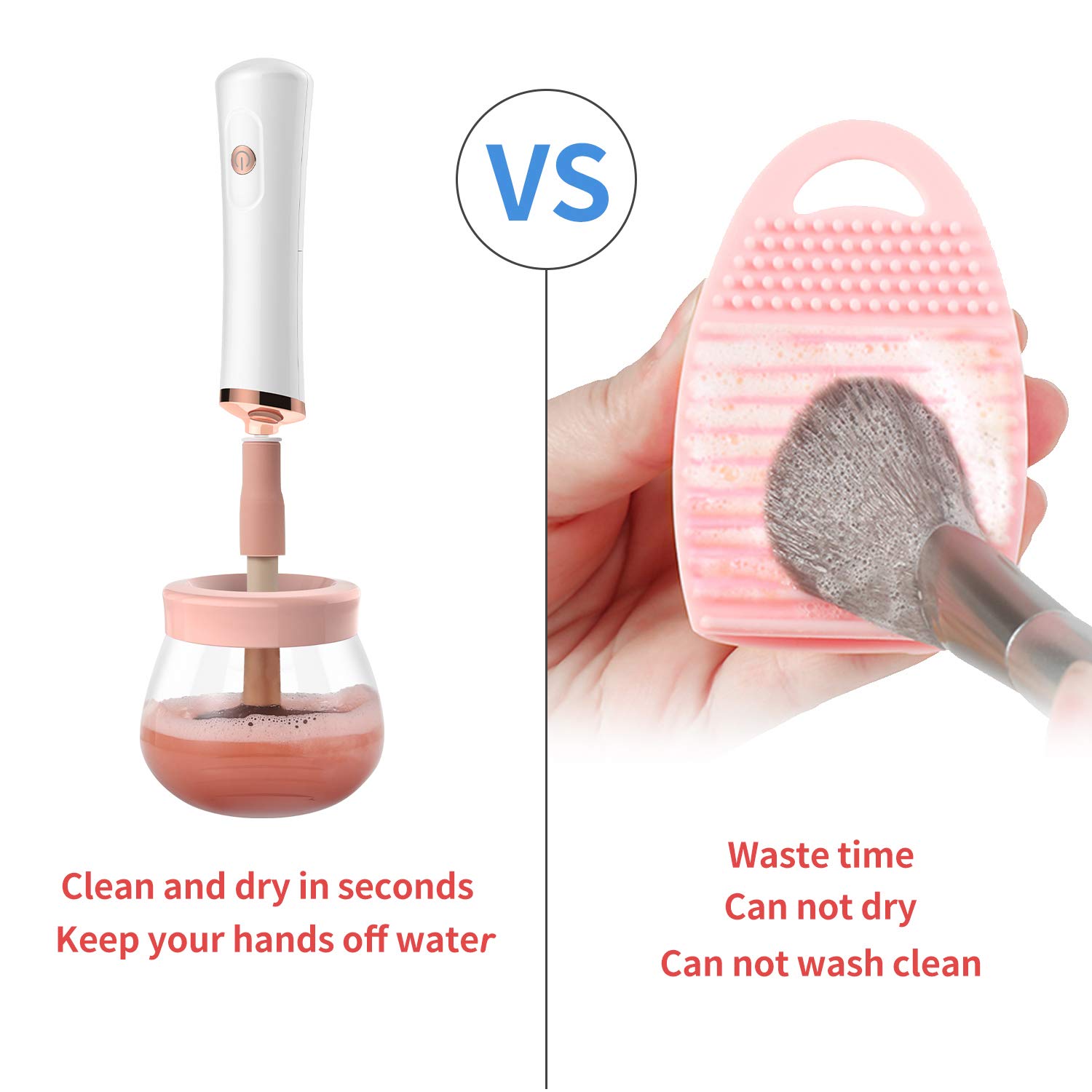 Senbowe Upgraded Makeup Brush Cleaner and Dryer Machine, Electric Cosmetic Automatic Brush Spinner with 8 Size Rubber Collars, Wash and Dry in Seconds, Deep Cosmetic Brush Spinner for Brushes - Image 3