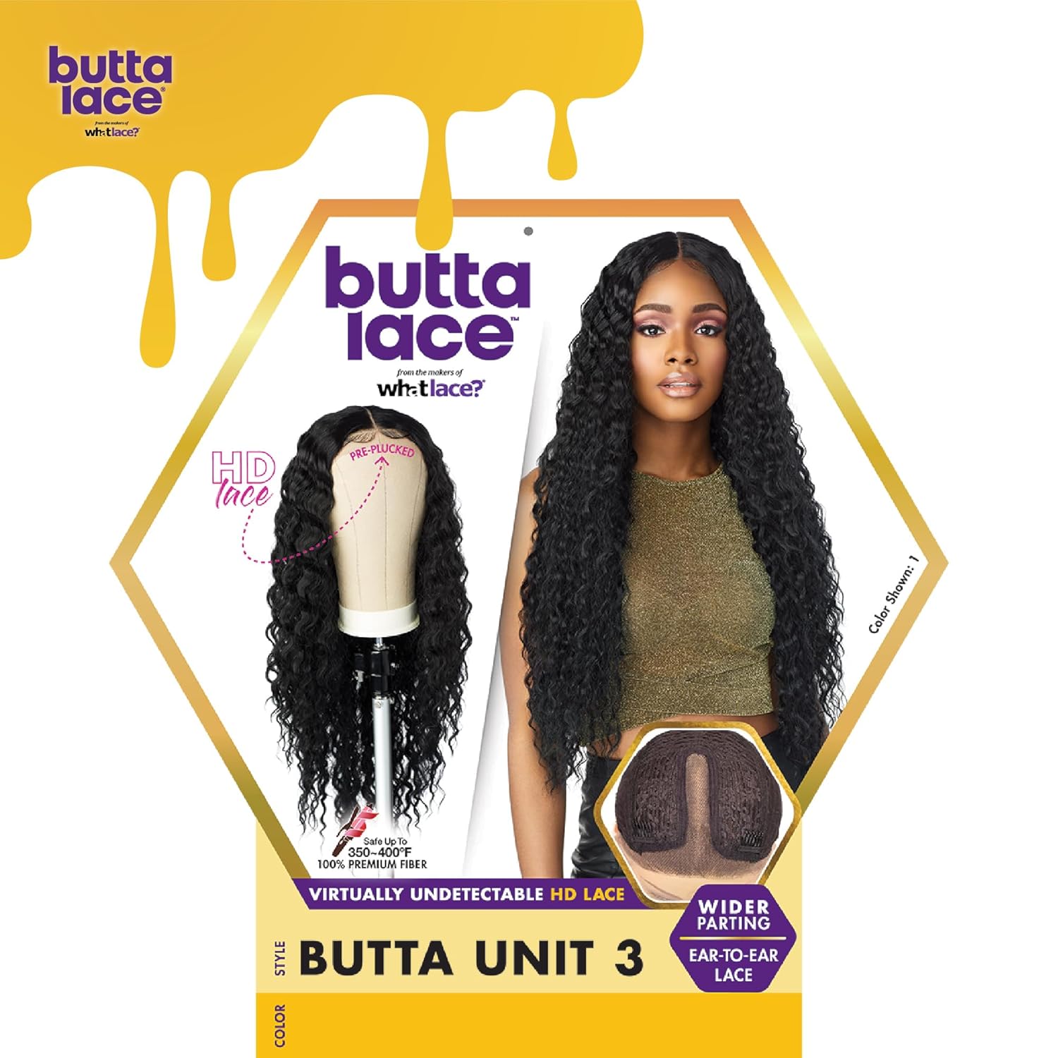 Sensationnel Butta Lace Wigs - Unit 3 Extra Wide 5 Inch Deep Parting Synthetic Preplucked Hairline Glueless Lacefront (Jet Black 1) - Image 6