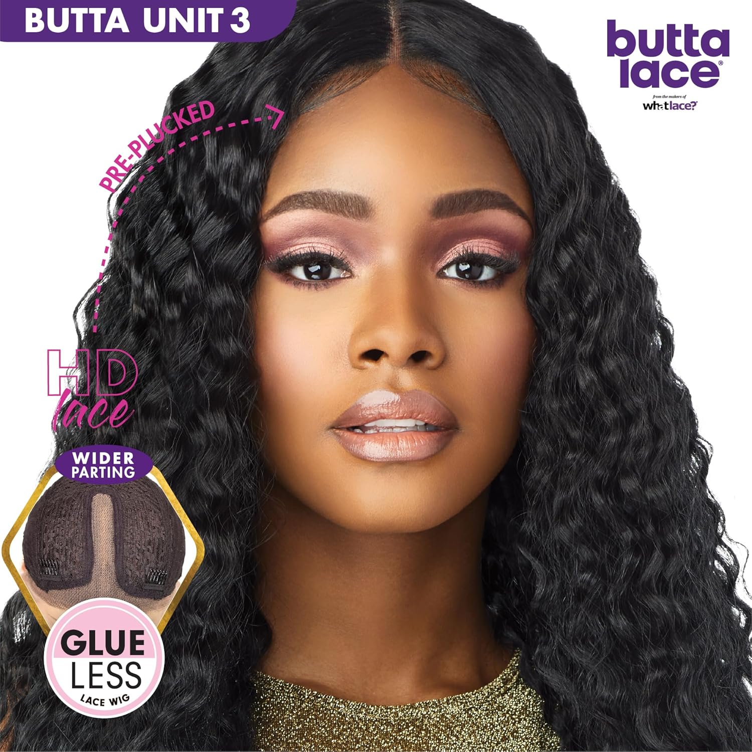 Sensationnel Butta Lace Wigs - Unit 3 Extra Wide 5 Inch Deep Parting Synthetic Preplucked Hairline Glueless Lacefront (Jet Black 1) - Image 2