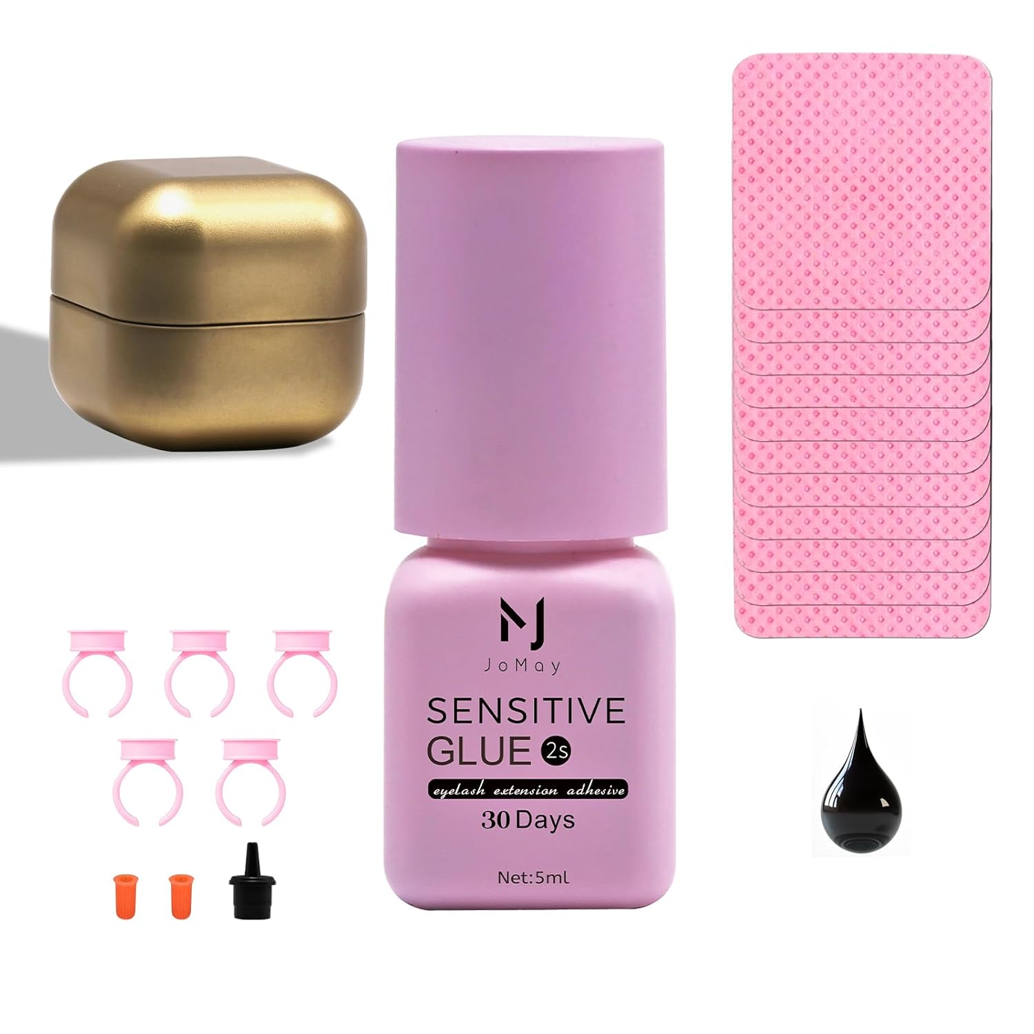 Sensitive Adhesive Eyelash Extension Glue 0.17fl.oz/5ml/2 Sec Drying Time/4-5 Weeks Retention/Hypoallergenic Black Individual Lash Adhesive/Professional Waterproof Lash Glue for Sensitive Eyes - Image 6