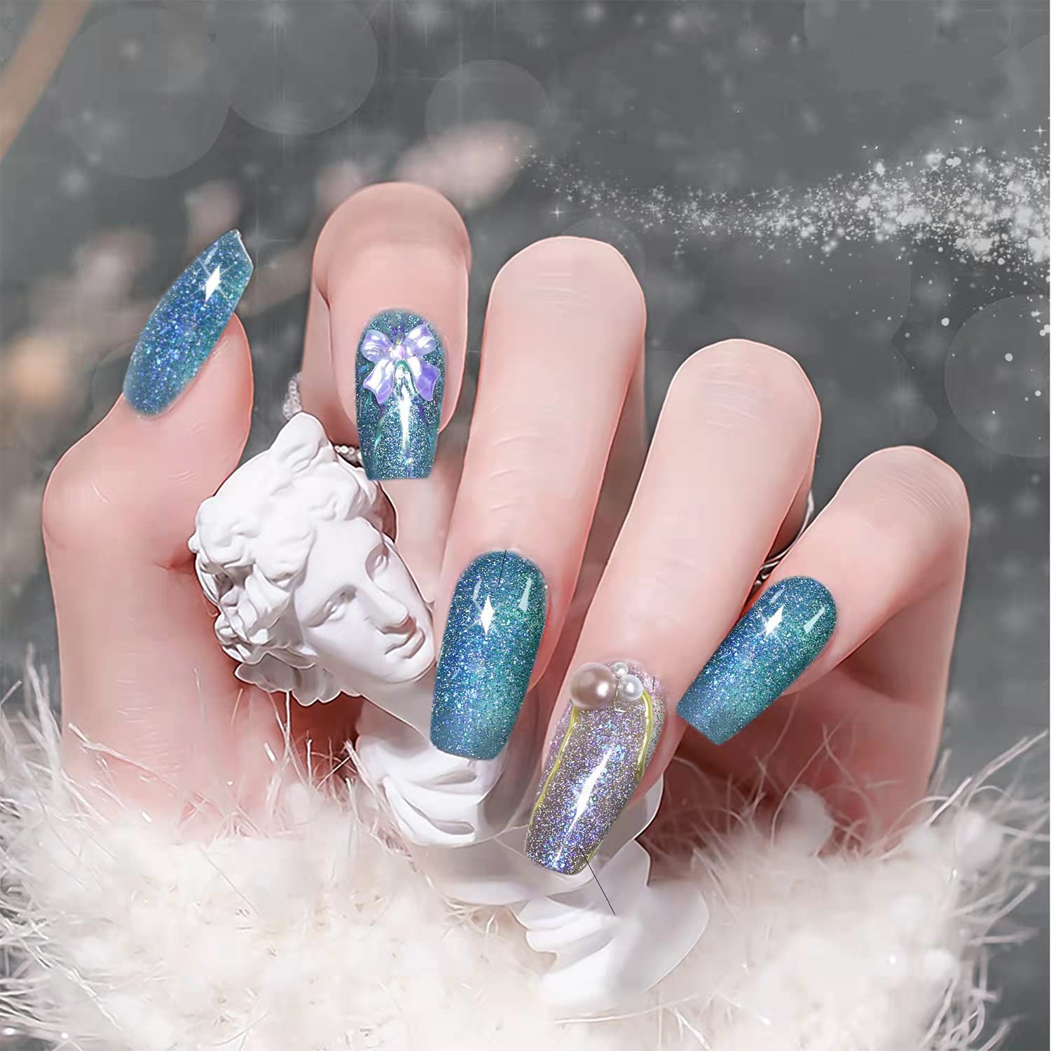 senvenski Diamond Gel Nail Polish- UV/LED Soak Off Nail Art Set with Fantasy Stars Glitter Reflective Crystal Galaxy Shining Starrily Color | Manicure Gift for Women Salon Home Use (CS1-004) - Image 2