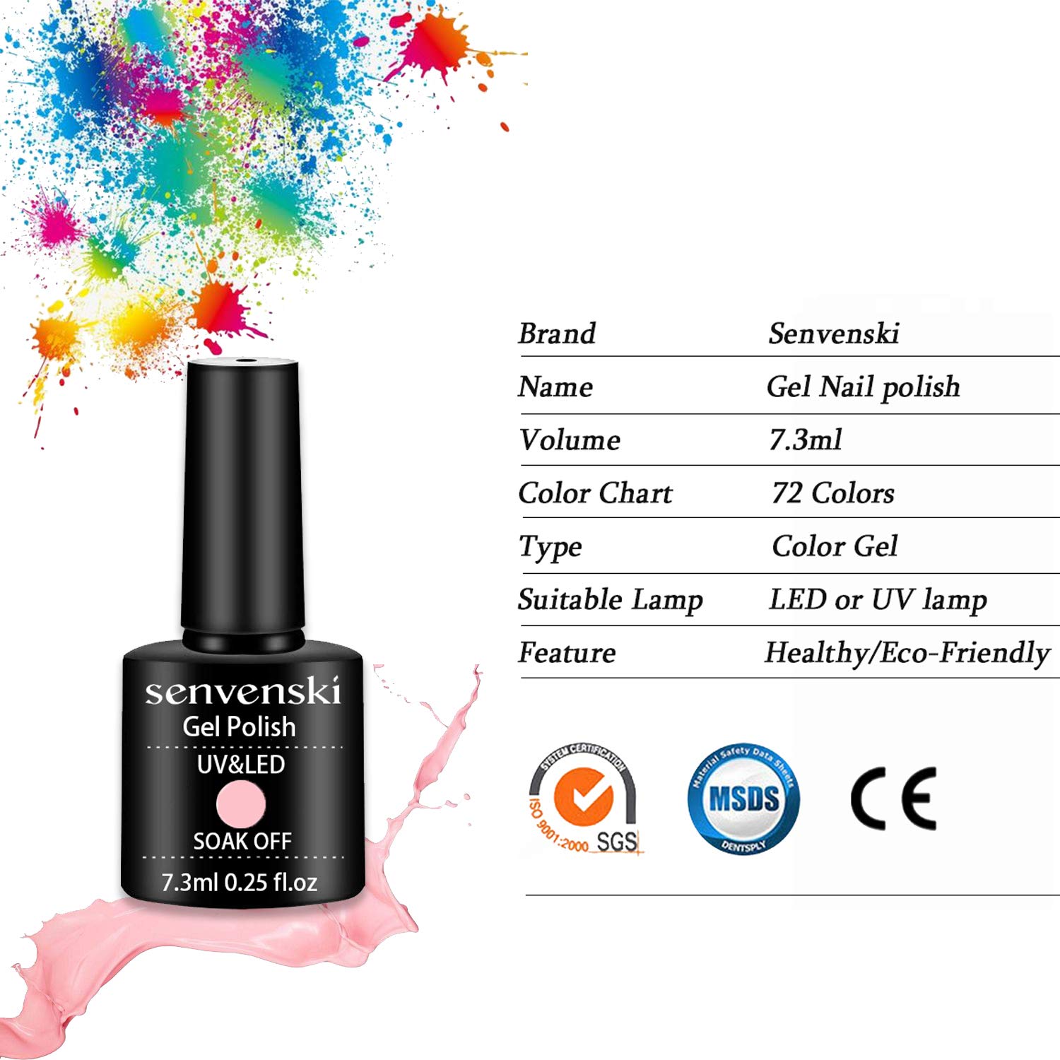 senvenski Diamond Gel Nail Polish- UV/LED Soak Off Nail Art Set with Fantasy Stars Glitter Reflective Crystal Galaxy Shining Starrily Color | Manicure Gift for Women Salon Home Use (CS1-004) - Image 6