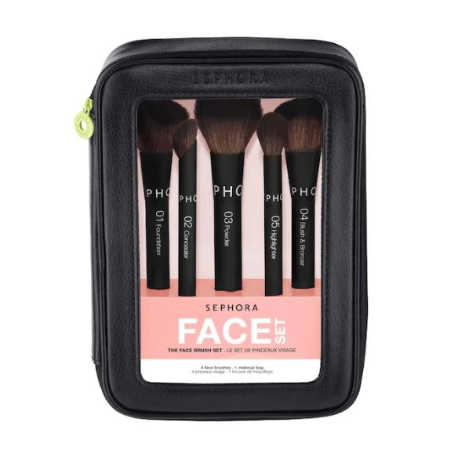 Sephora Favorites Face Set The Face Brush Set - 5 Makeup Brushes and 1 Makeup Bag - Image 2