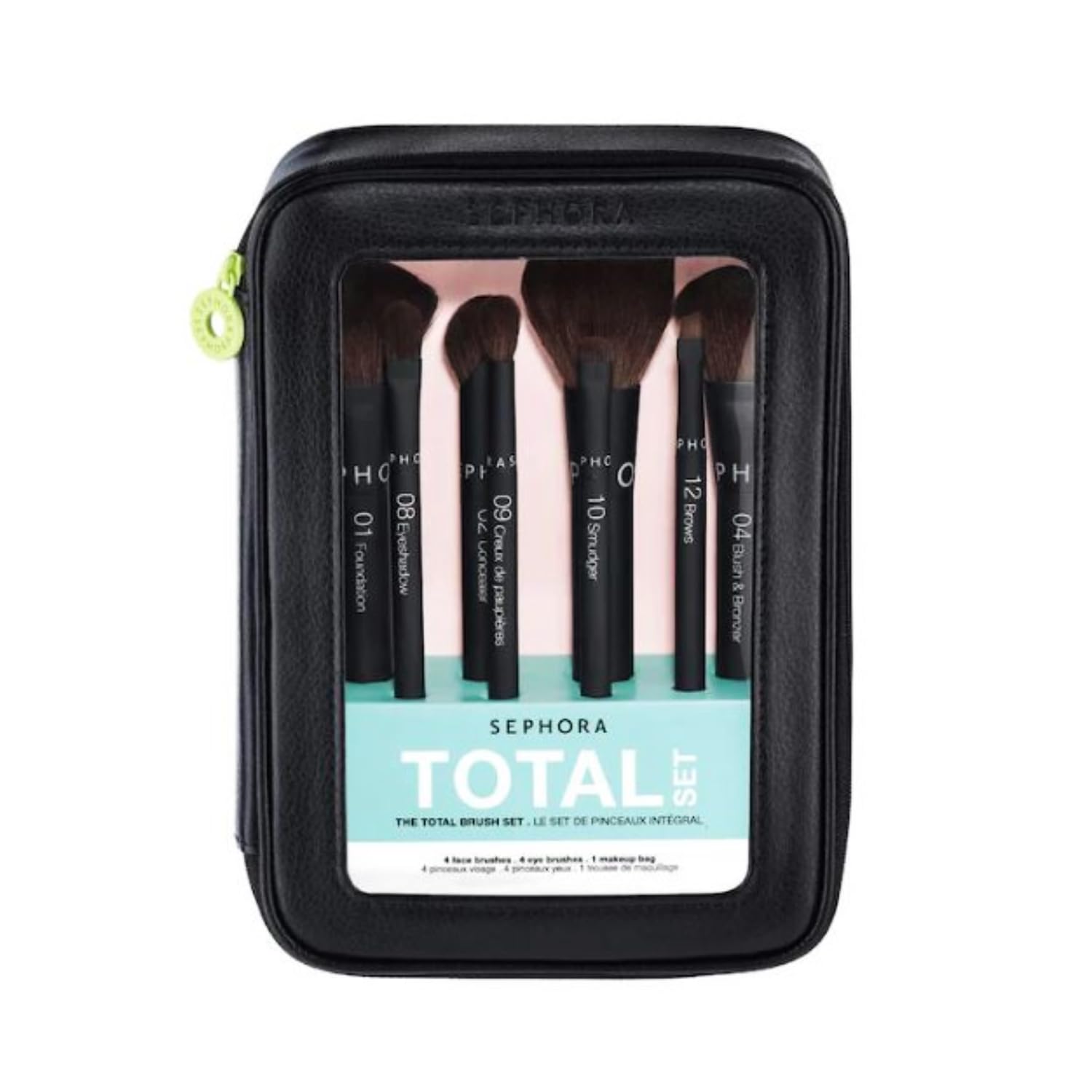Sephora Favorites Total Set The Total Brush Set - 4 Face Brushes - 4 Eye Brushes - 1 Makeup Bag - Image 2