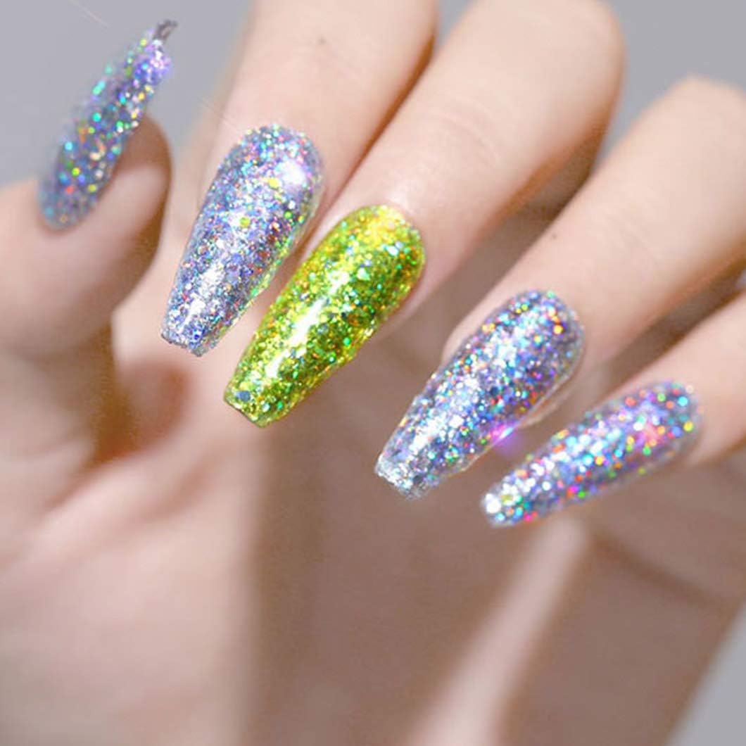 Sethexy 12 Colors Holoqraphic Glitter Superfine Nails Sequins Mixed Iridescent Paillette for Nails Art (A) - Image 4